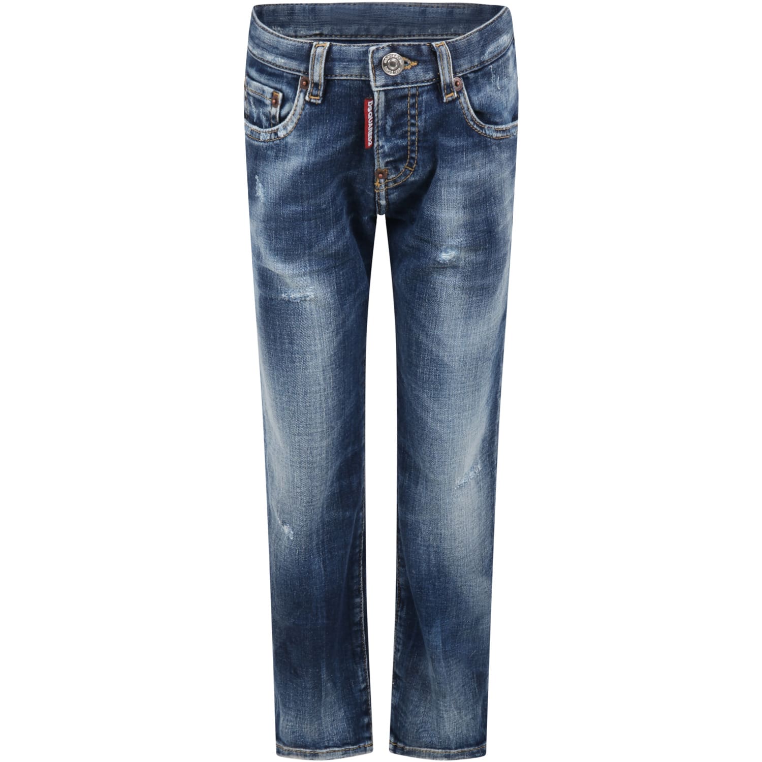 Dsquared2 Blue Jeans For Boy With Patch Logo