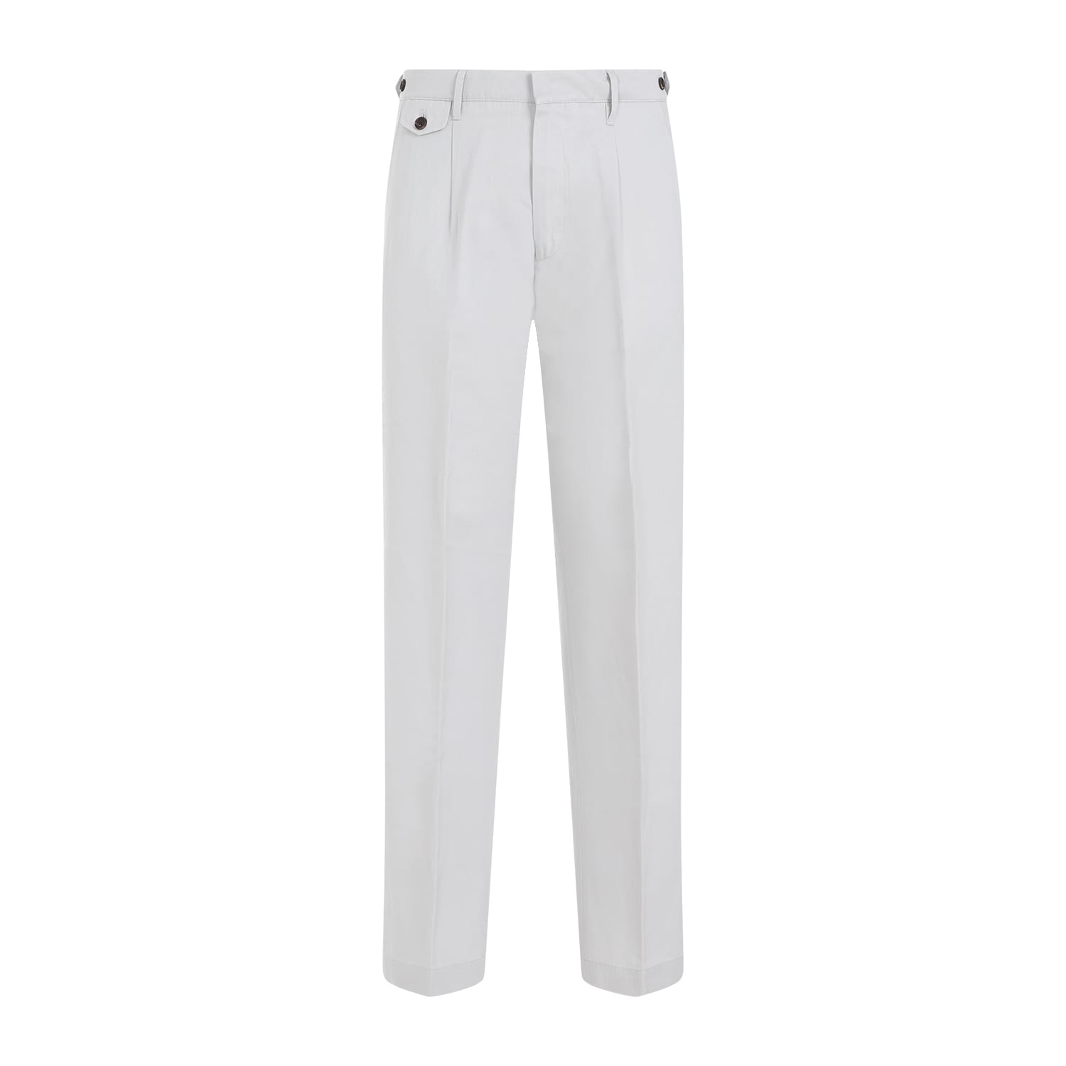 Shop Dunhill Pleated Cotton-linen Chno Pants In Light Grey