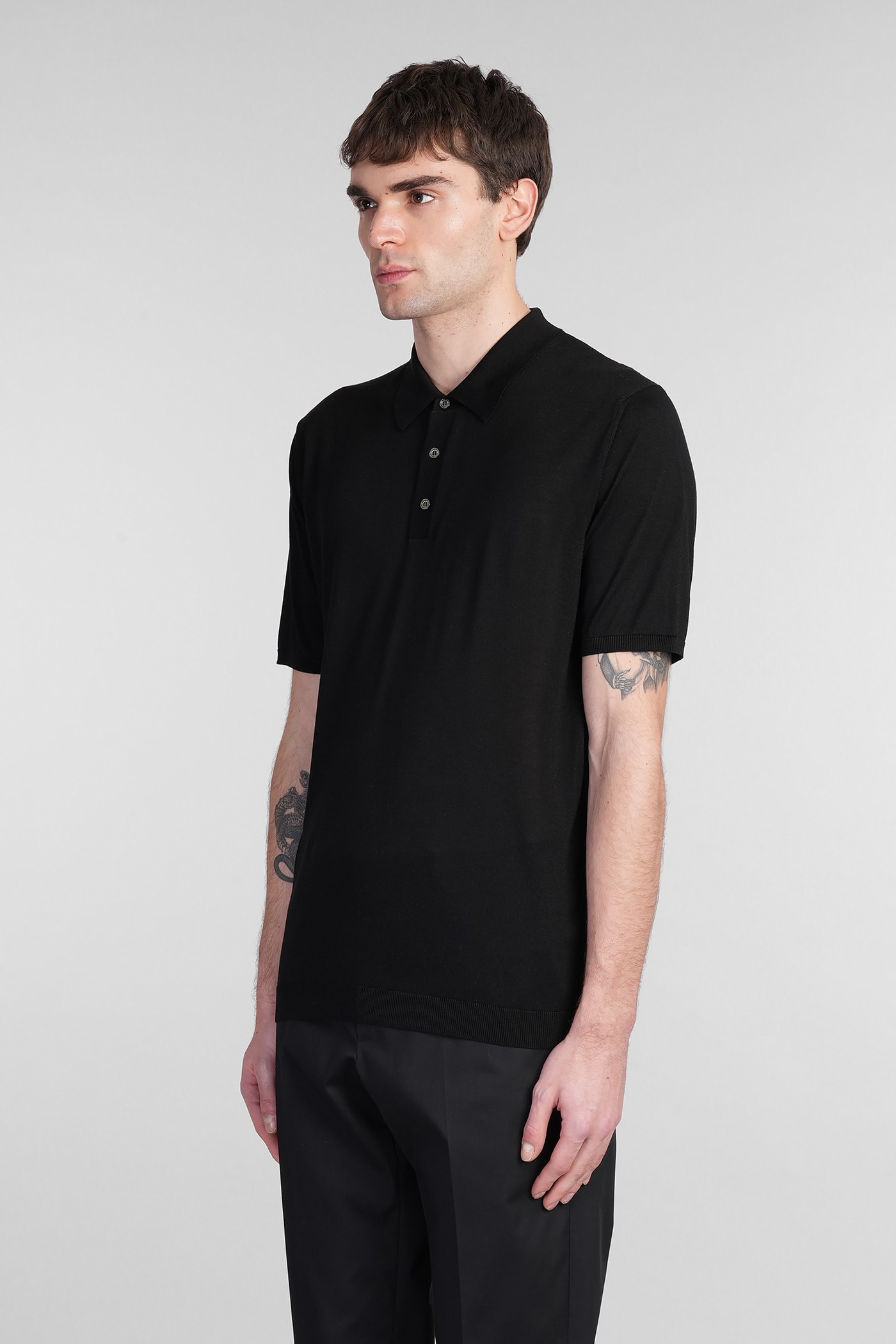 Roberto Collina Basic Polo T-shirt In Black