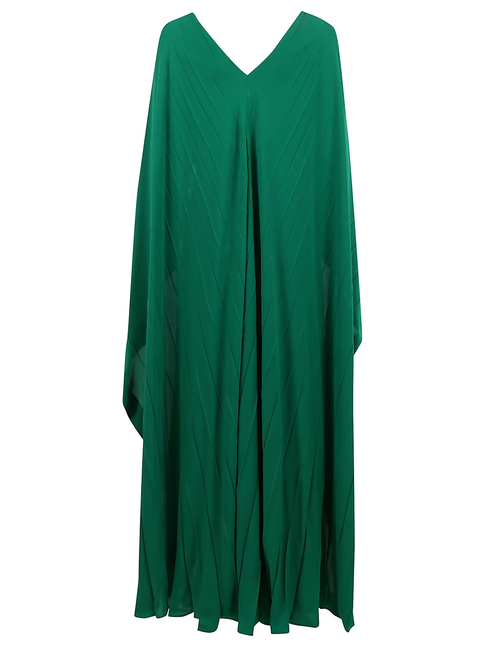 Shop Valentino Dress Solid Georgette In Pure Green