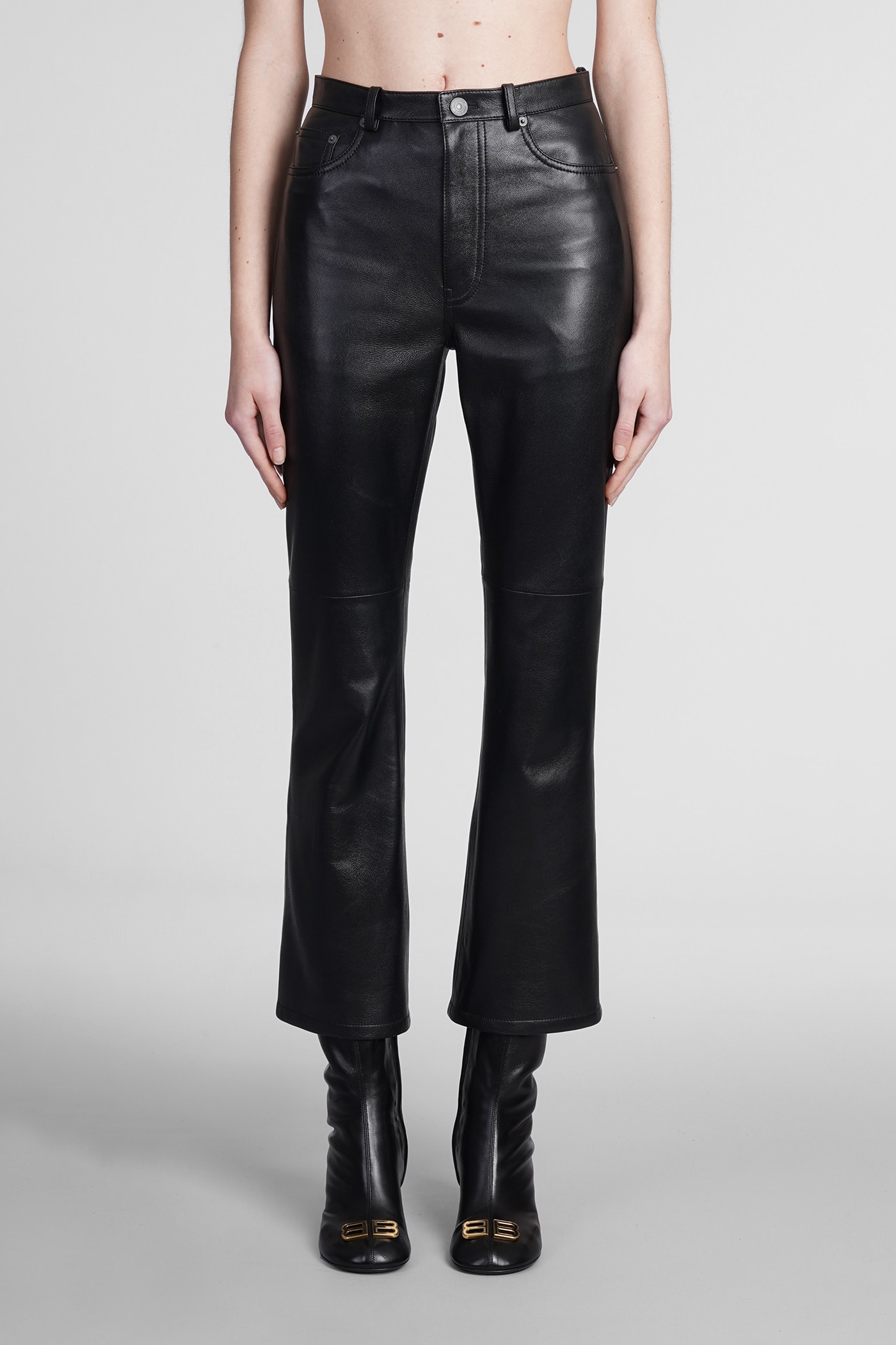 Shop Balenciaga Pants In Black Leather