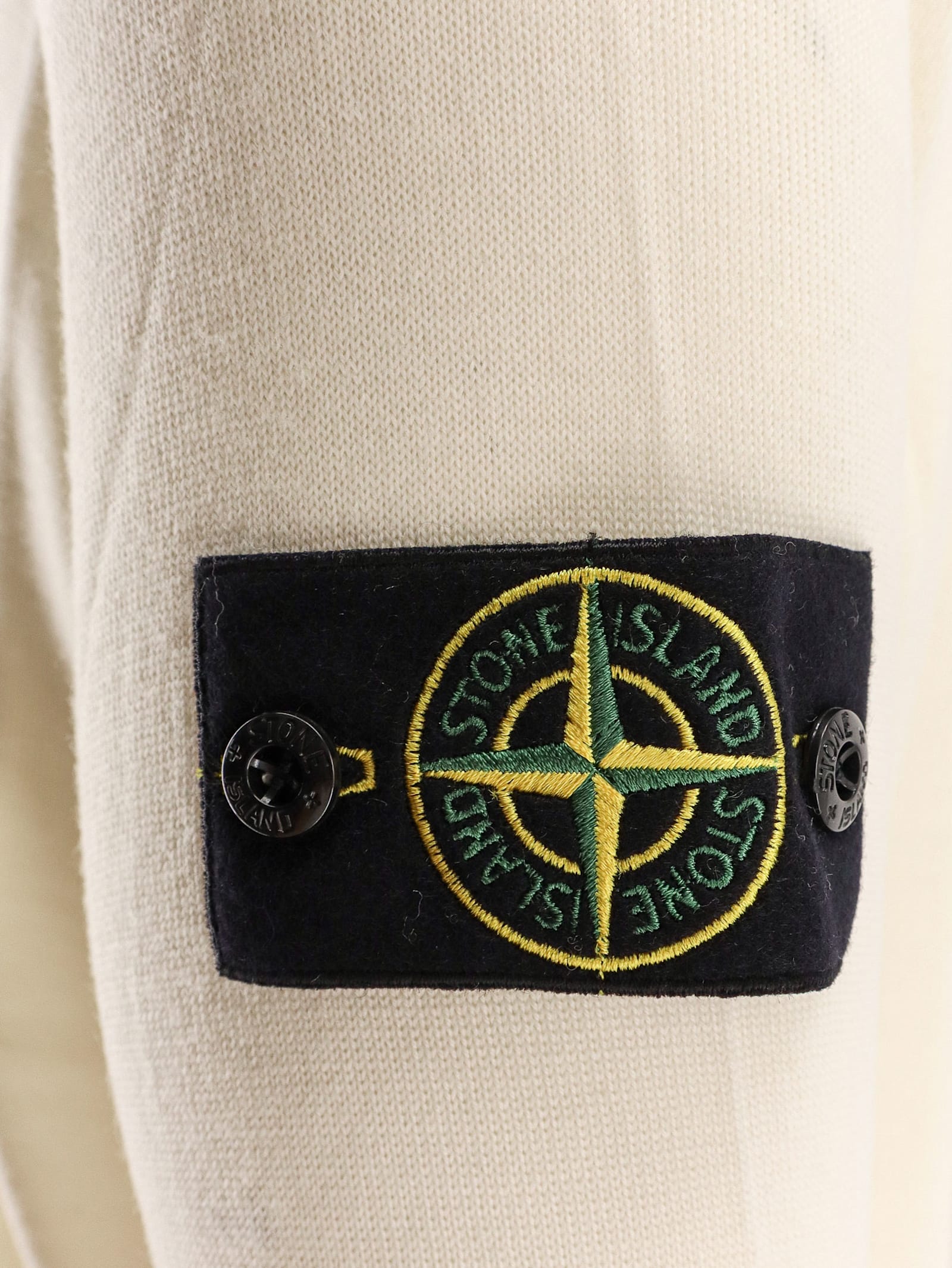 Stone Island Ribbed Crew-neck Cotton Sweater With Long Sleeves In Neutral