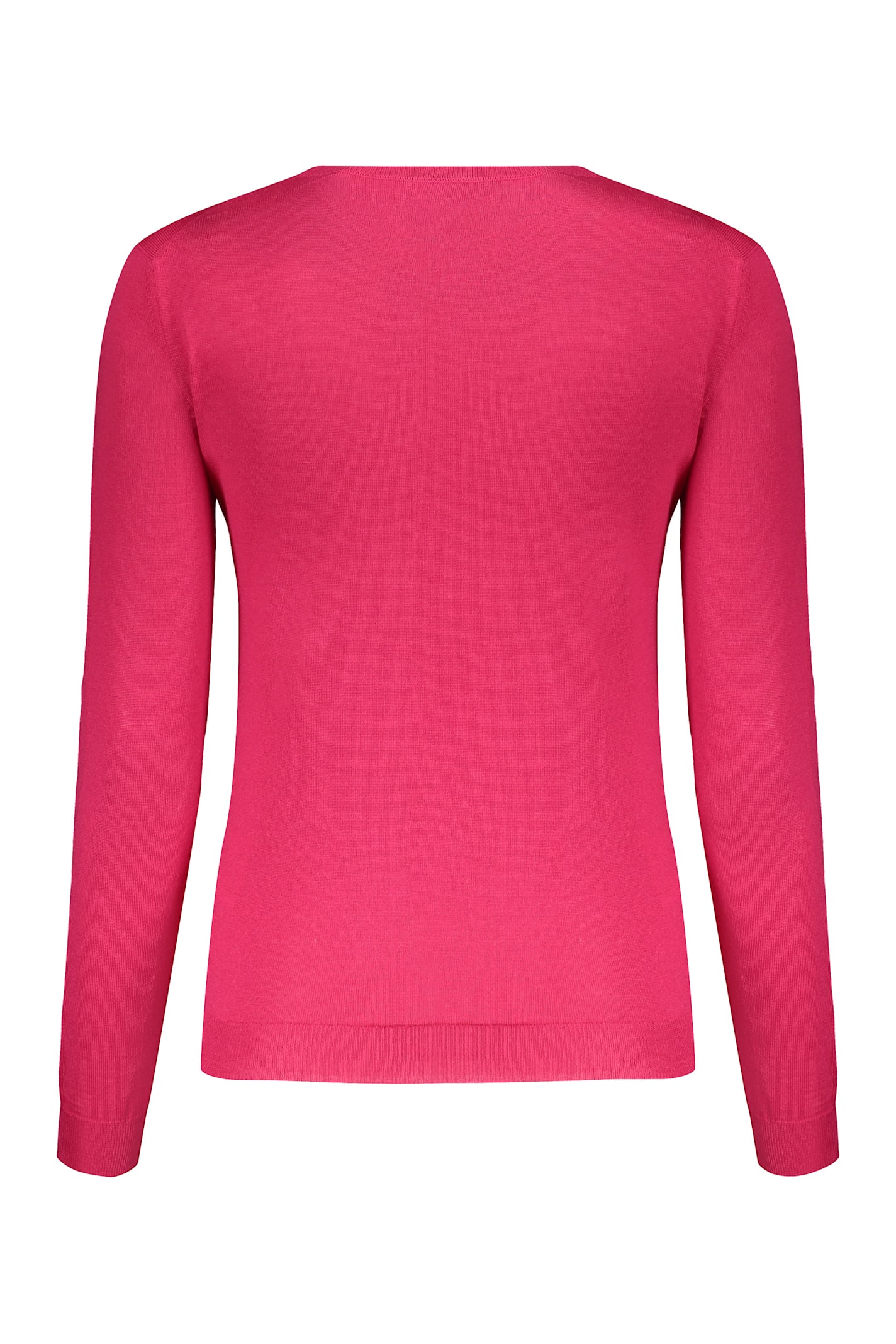 Shop Valentino Long Sleeve Crew-neck Sweater In Fuchsia