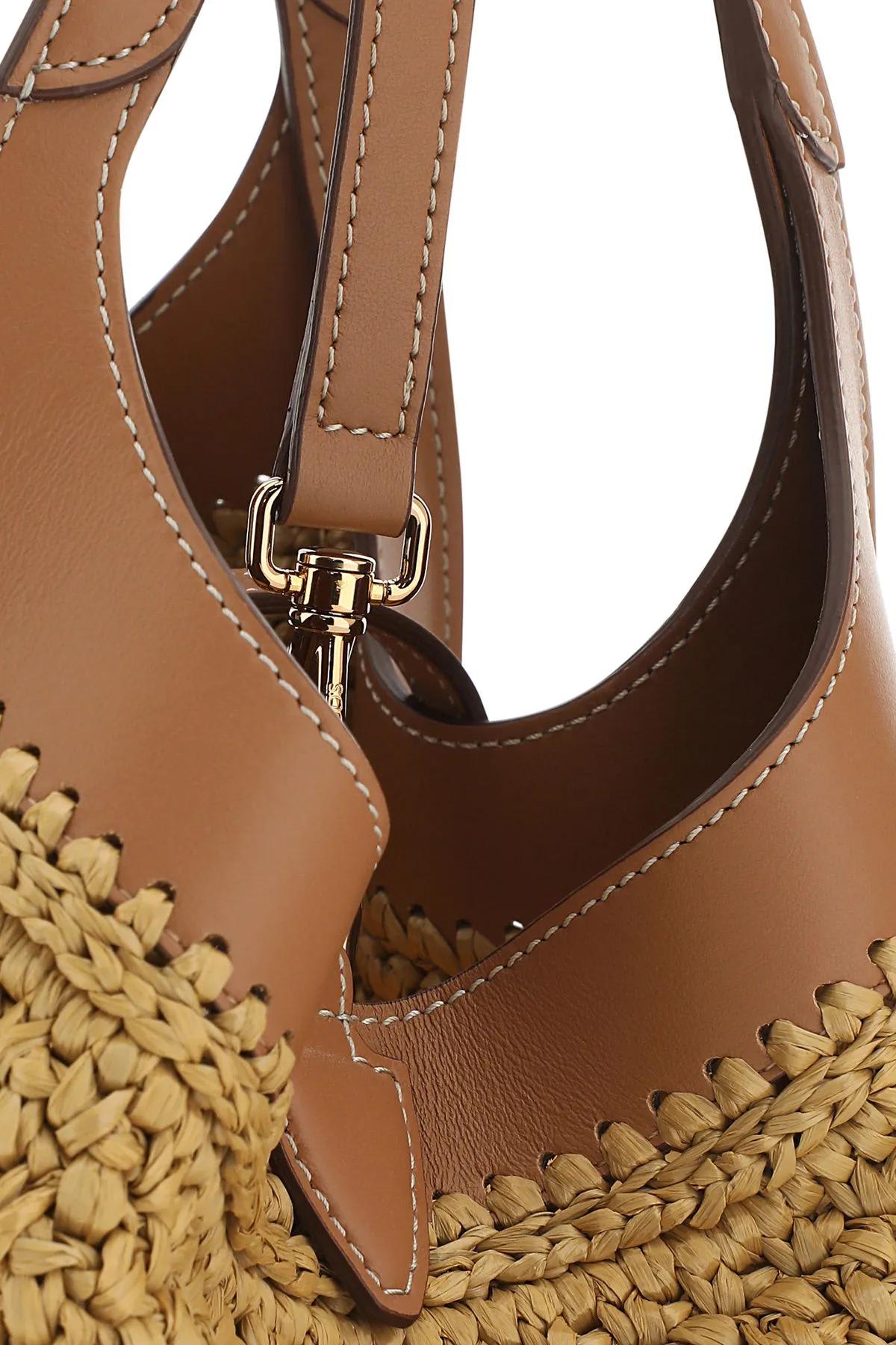 Tod's T Timeless Shopping Bag in Raffia and Leather Mini - ShopStyle