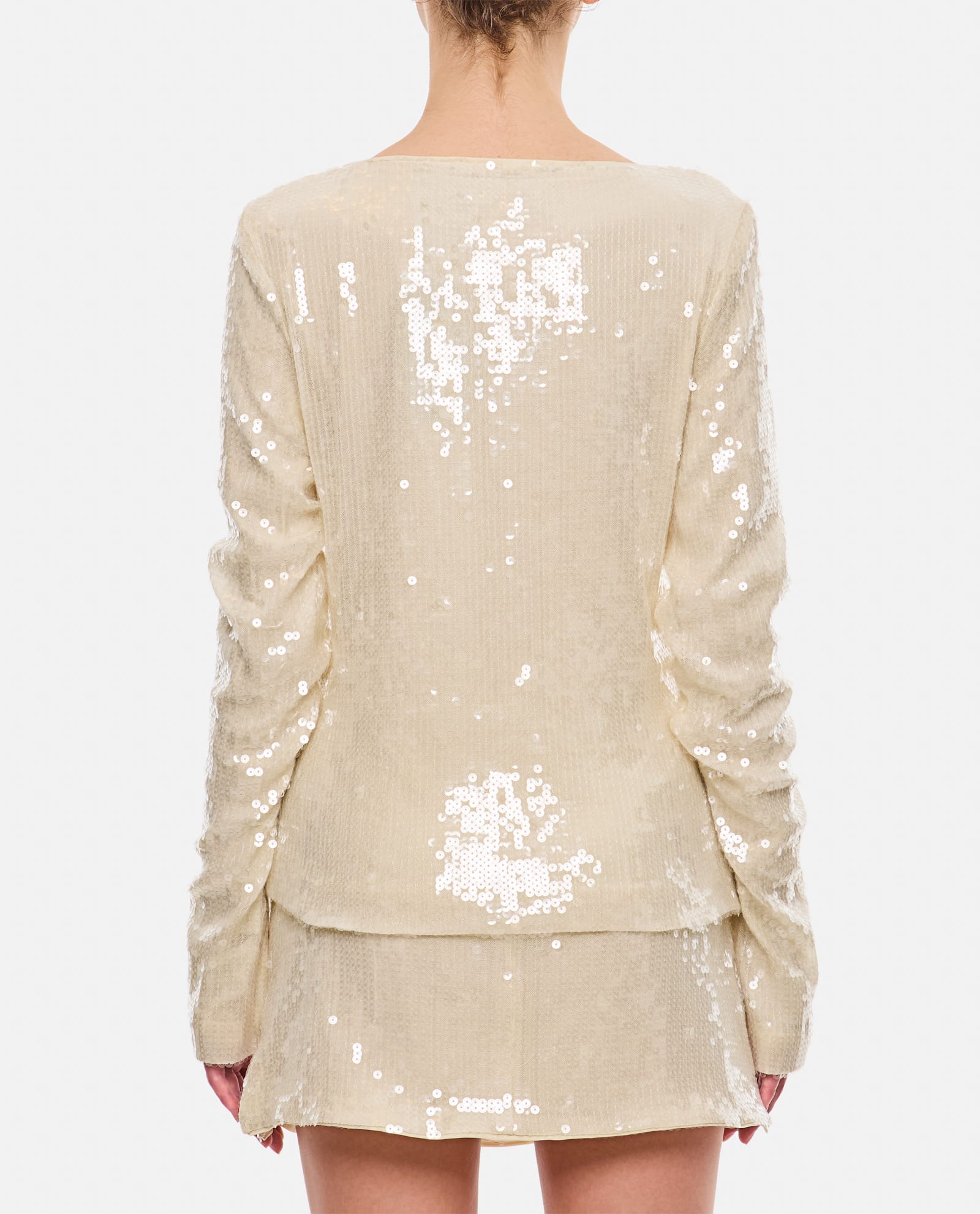 Shop Rotate Birger Christensen Sequins V-neck Top In White