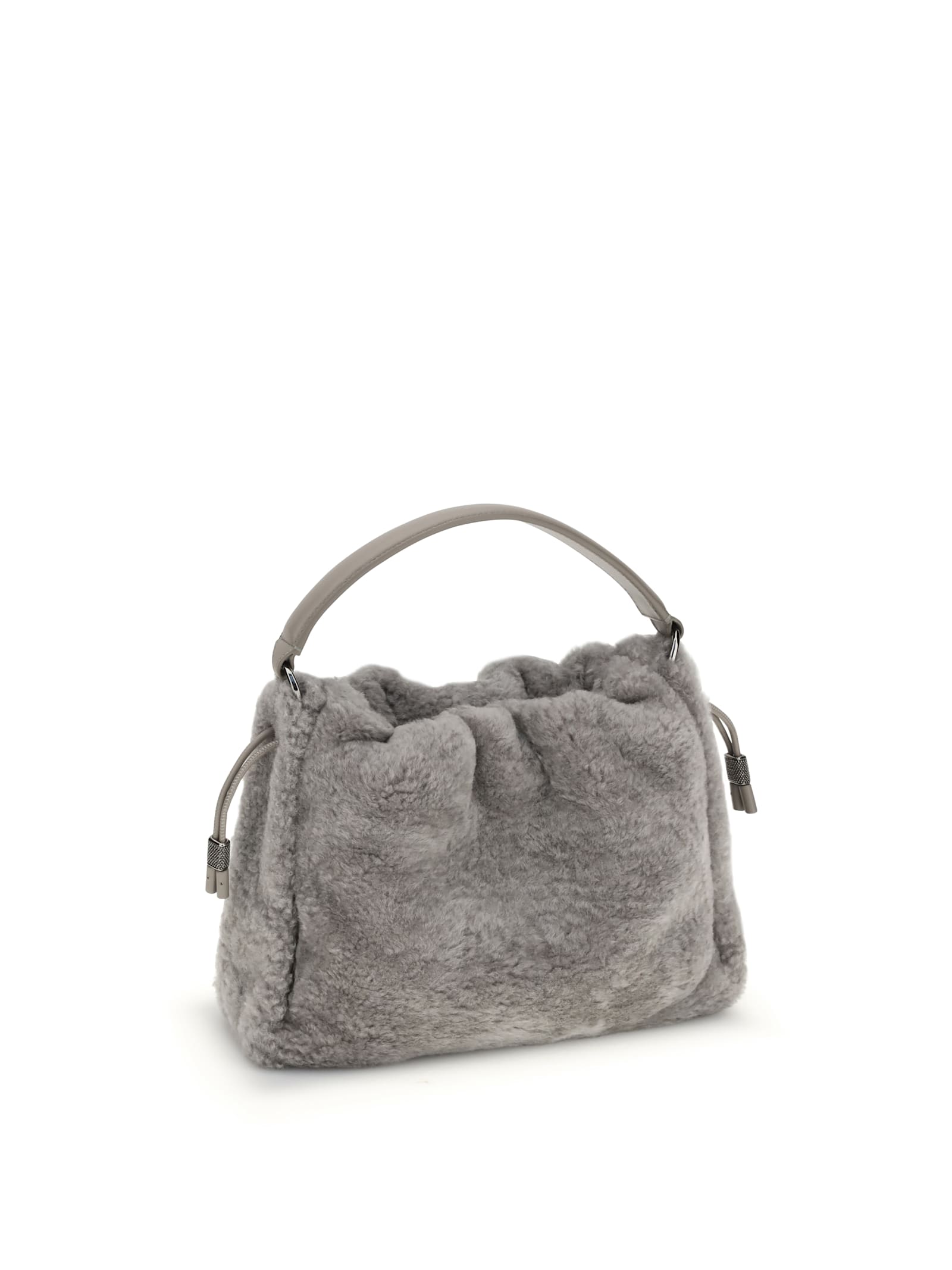 Brunello Cucinelli Small Shearling Mellow Shoulder Bag