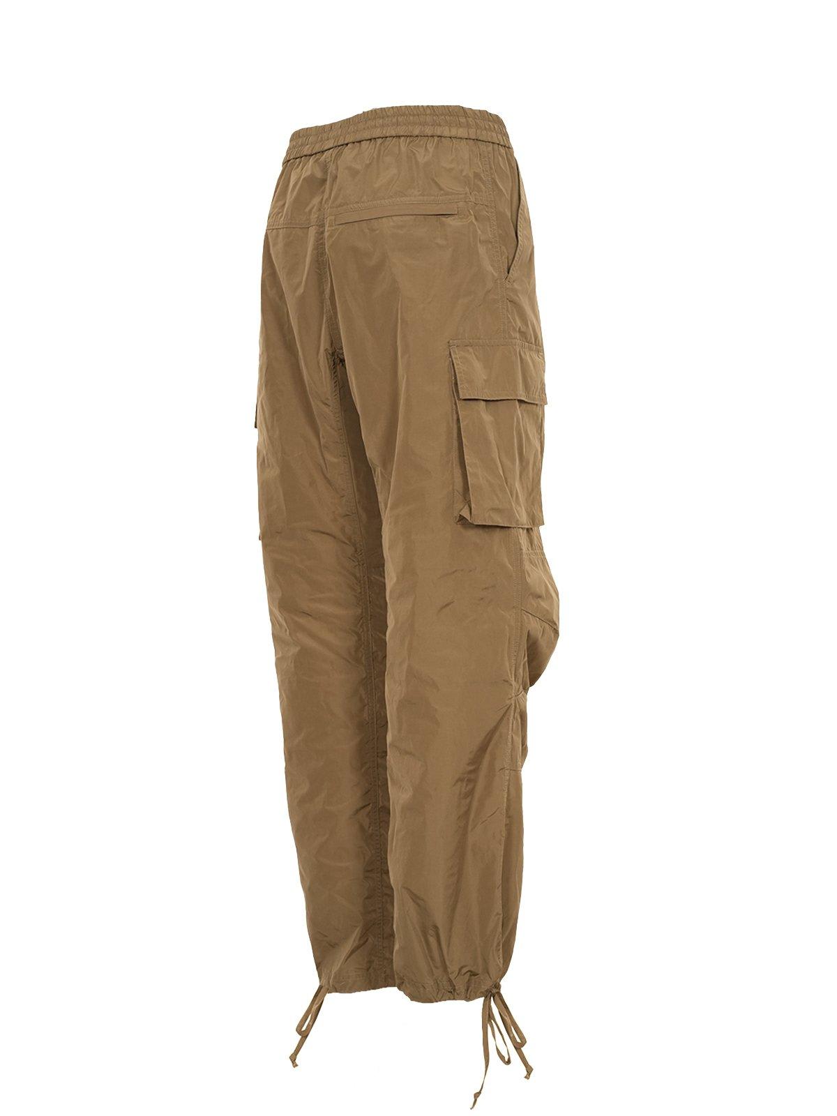 Shop Msgm Wide-leg Drawstring Cargo Trousers In Military Green
