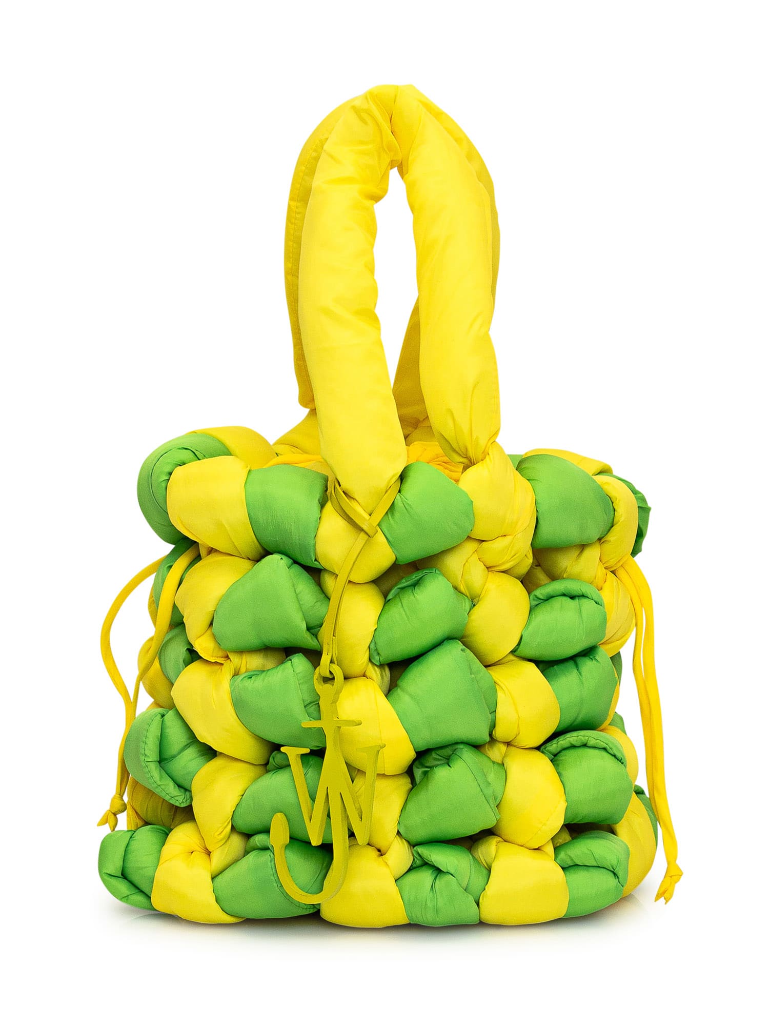 Shop Jw Anderson Knotted Bucket Bag In Yellow/lime