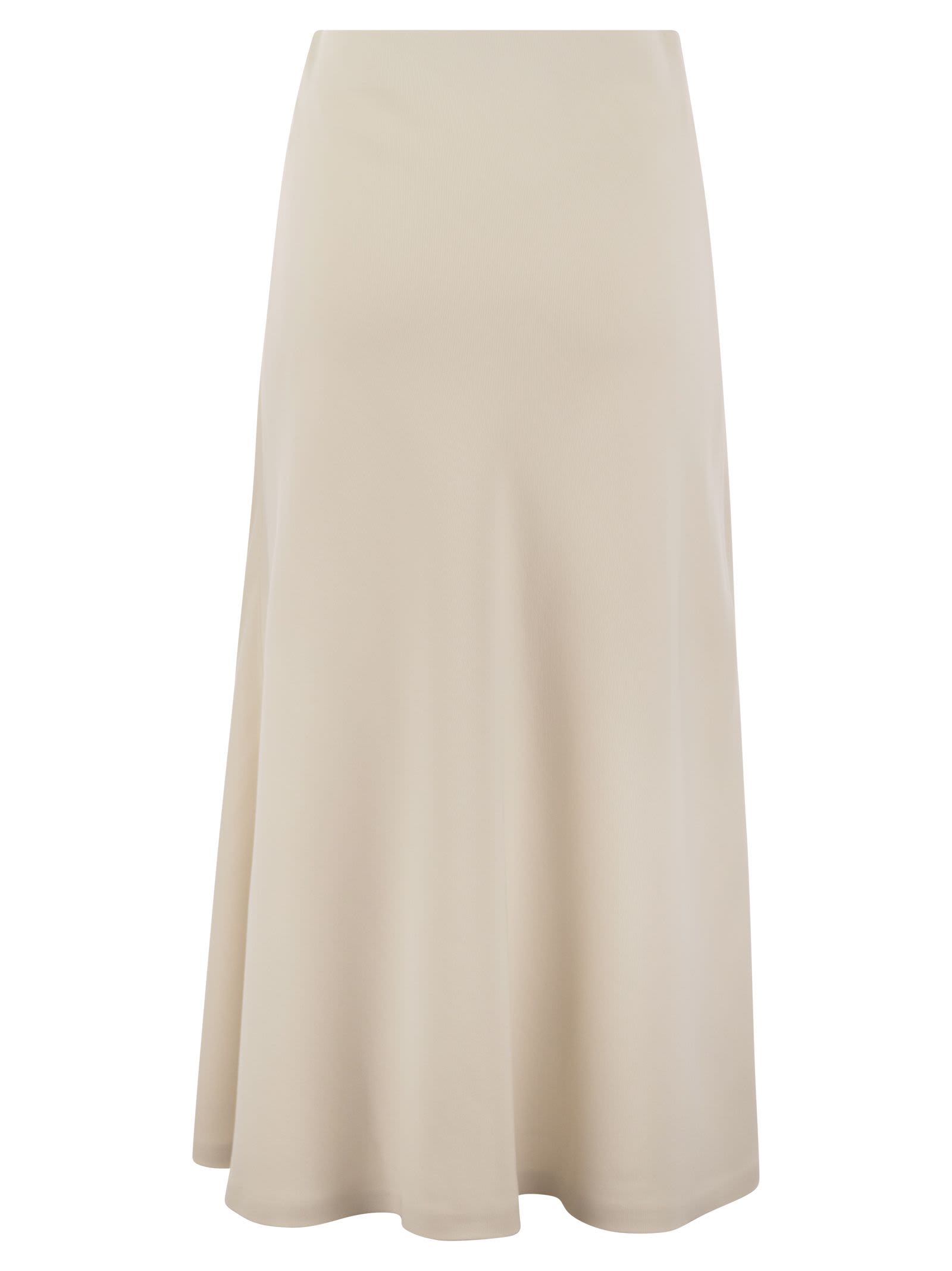 Shop Brunello Cucinelli Flute Skirt In Comfort Viscose Couture Twill In Ivory