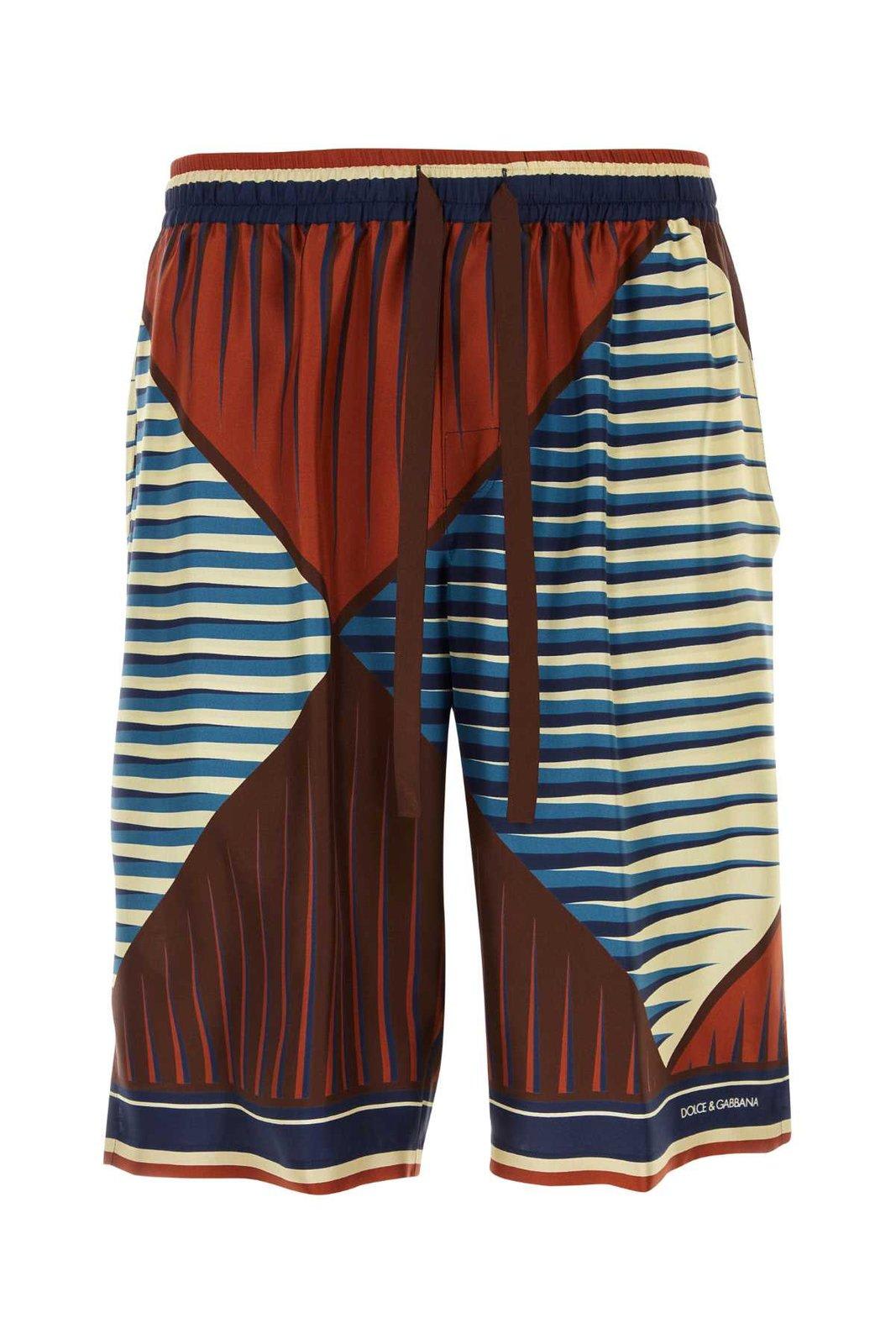 Shop Dolce & Gabbana Motif Printed Drawstring Shorts In Multicolor