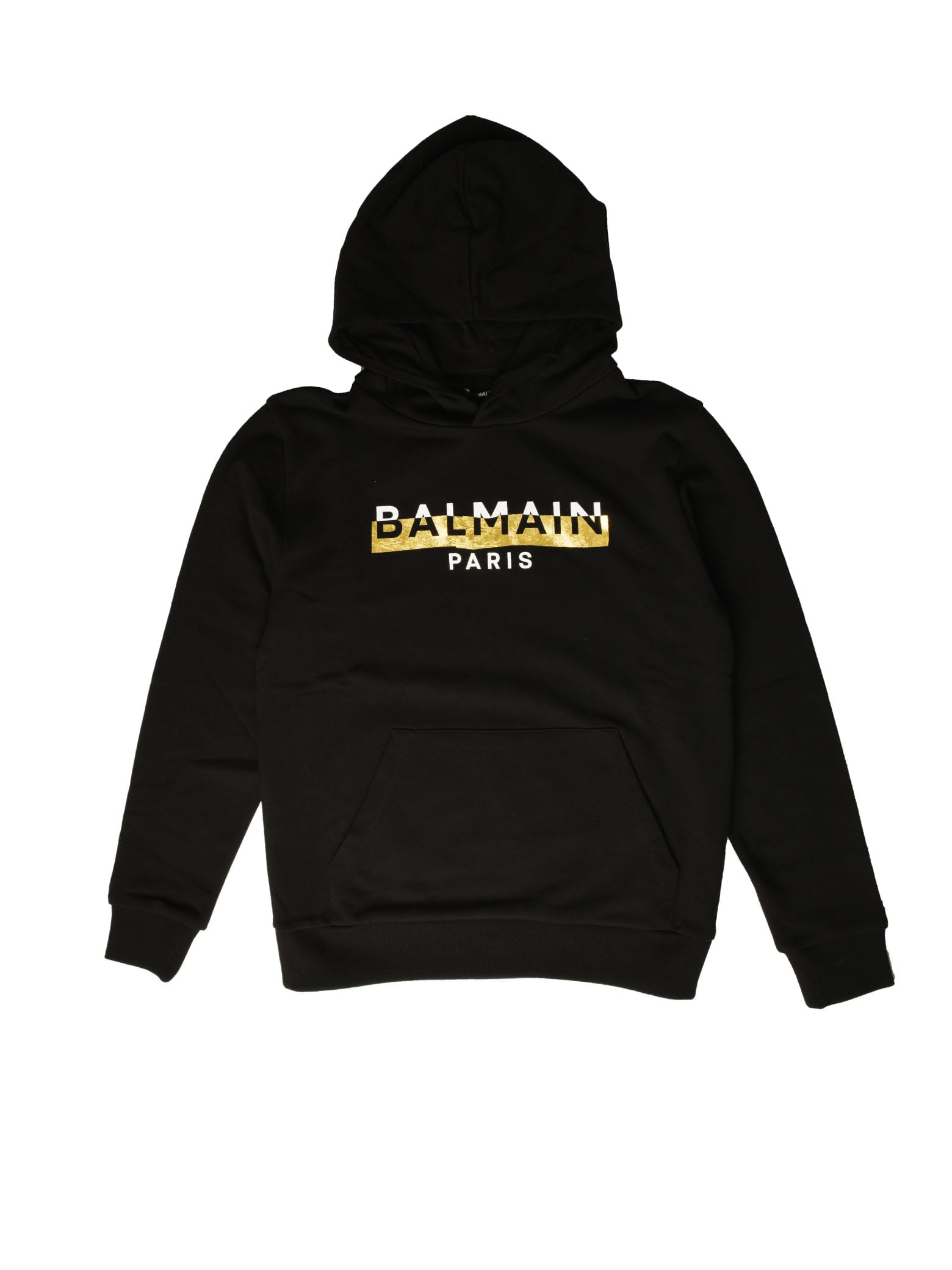 Balmain Kids' Black Sweatshirt With Hood And Logo