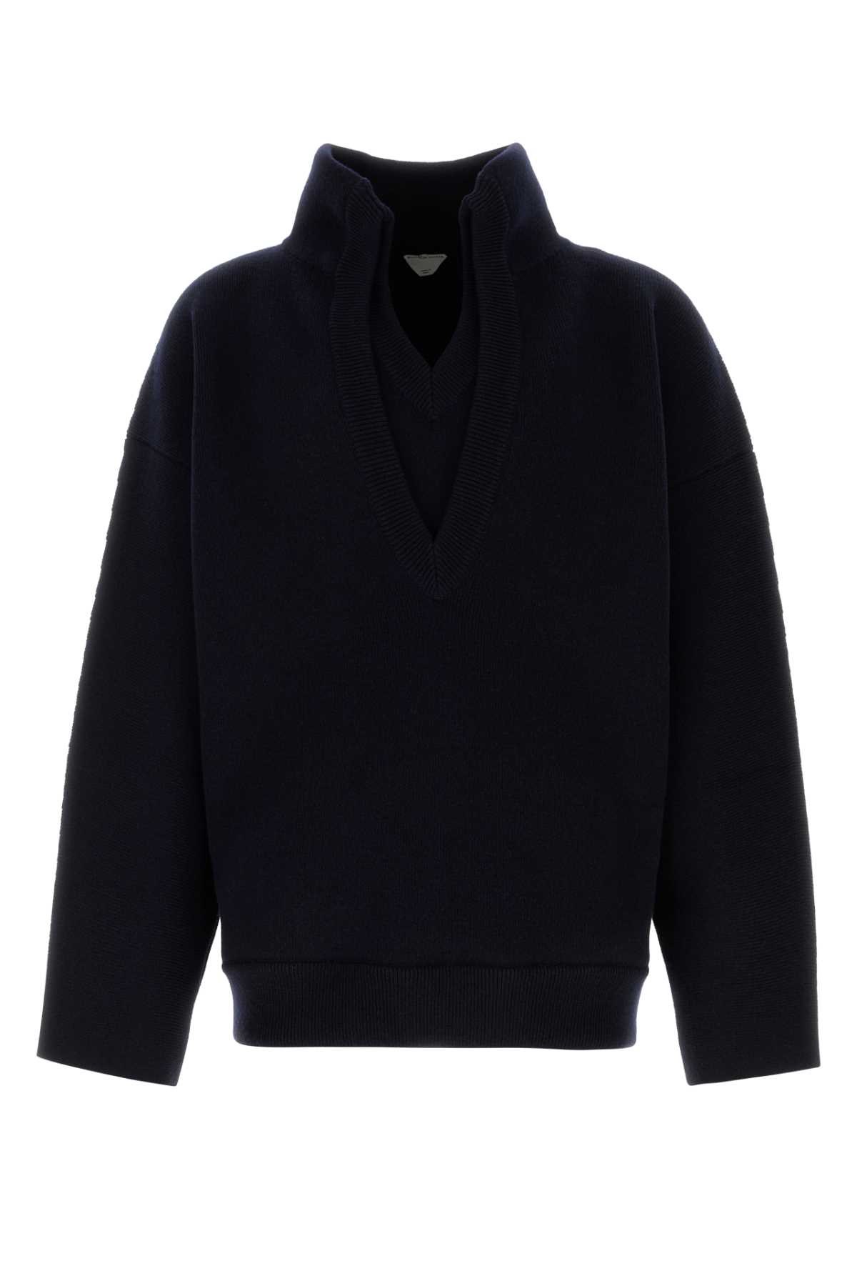 Shop Bottega Veneta Midnight Blue Wool Sweater In Navy