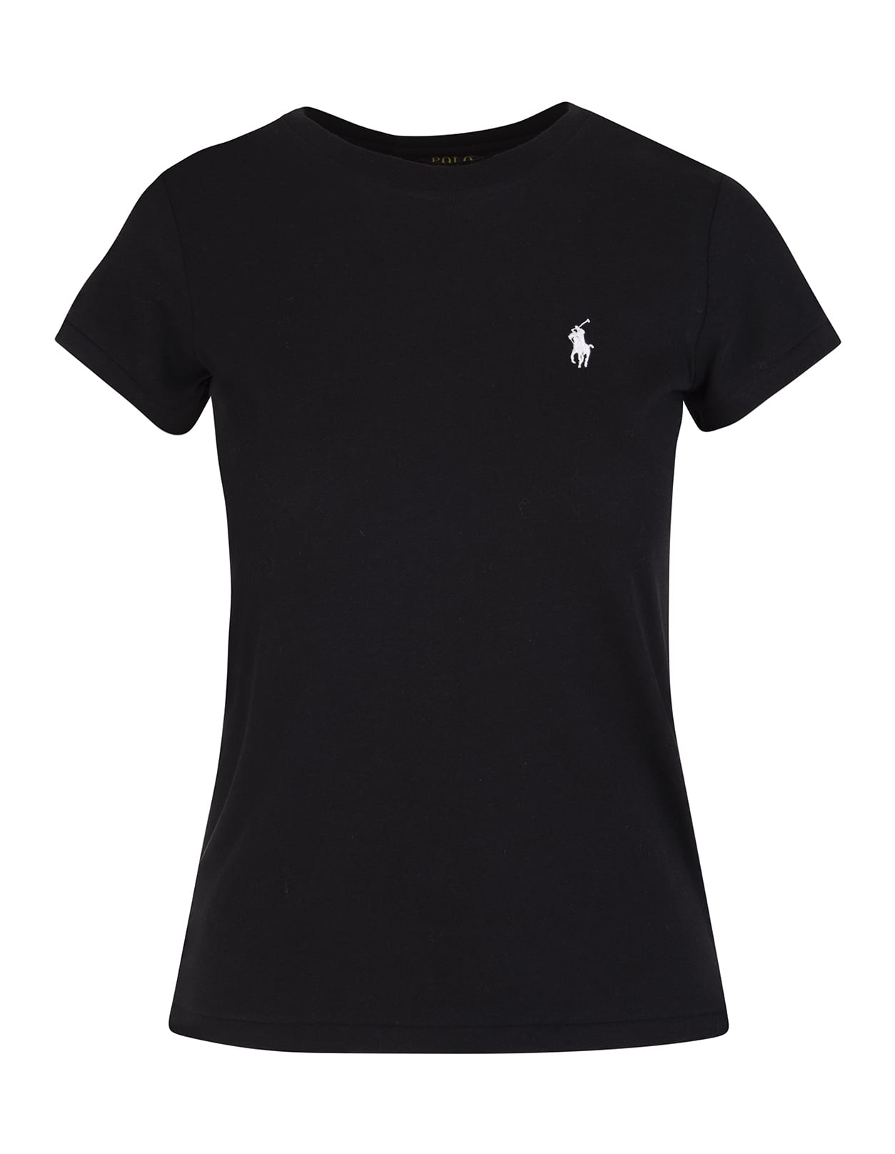 Ralph Lauren Woman Basic Black T-shirt With White Pony