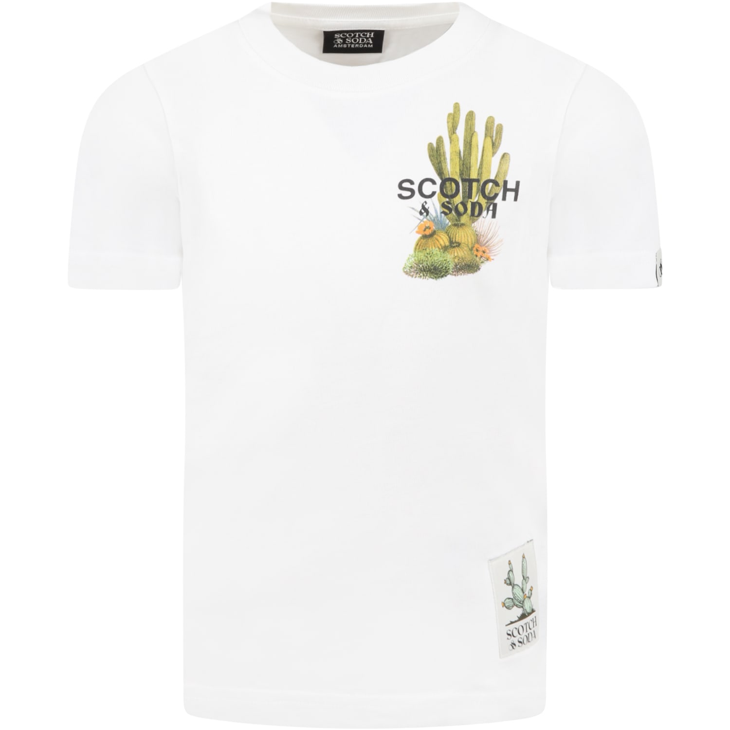 Scotch & Soda White T-shirt For Boy With Cactus