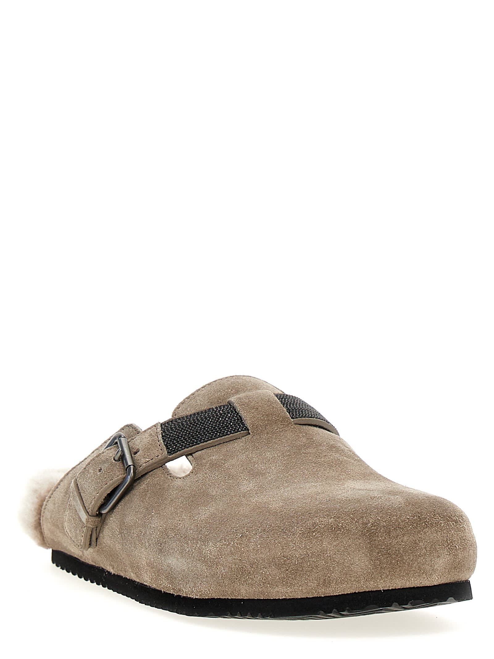 Shop Brunello Cucinelli Monile Sabots In Gray