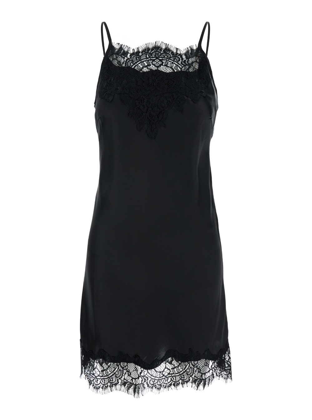 Black Petticoat Short Dress In Silk Woman
