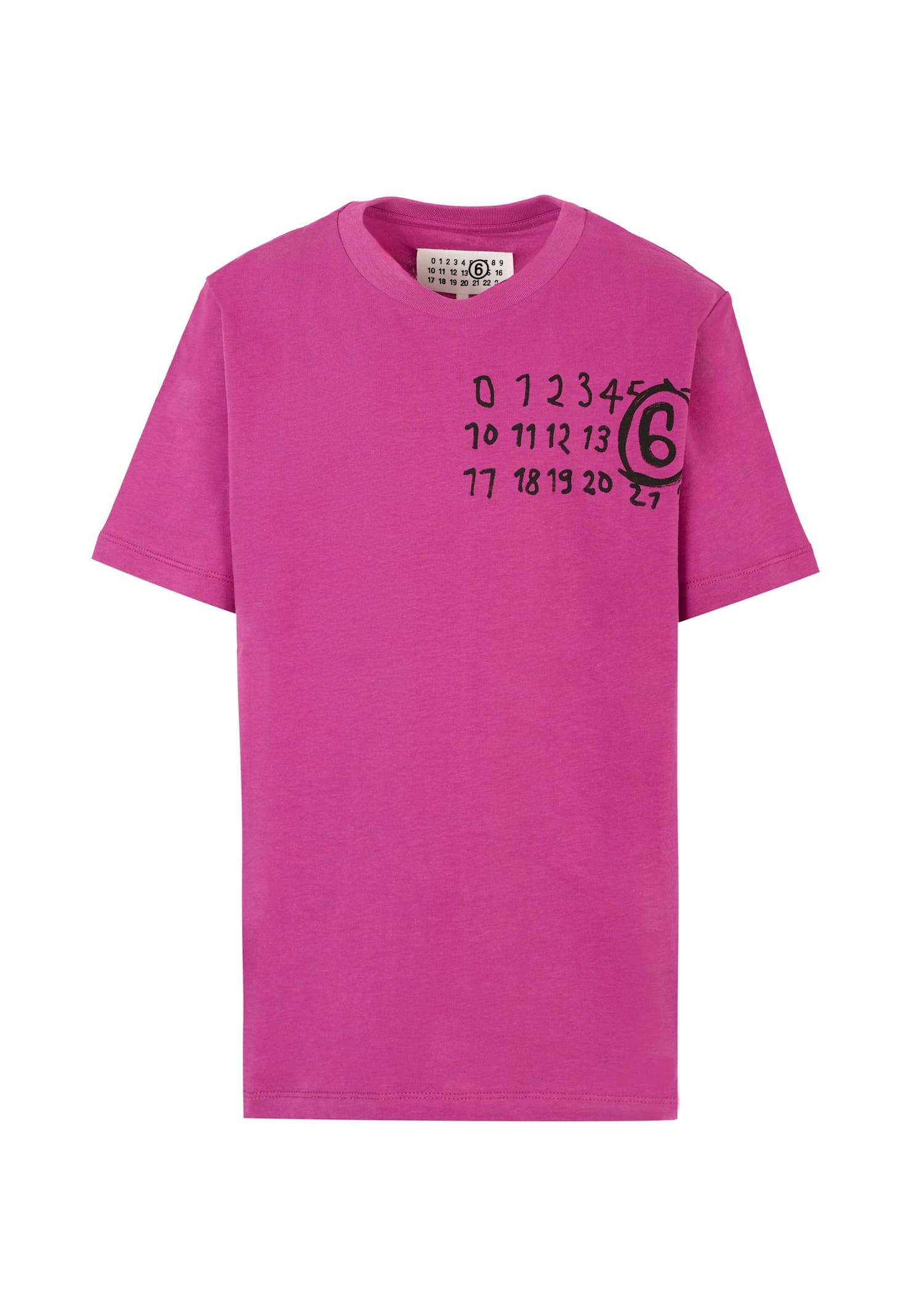 Mm6 Maison Margiela Purple T-shirt For Girl With Black Logo In Purple