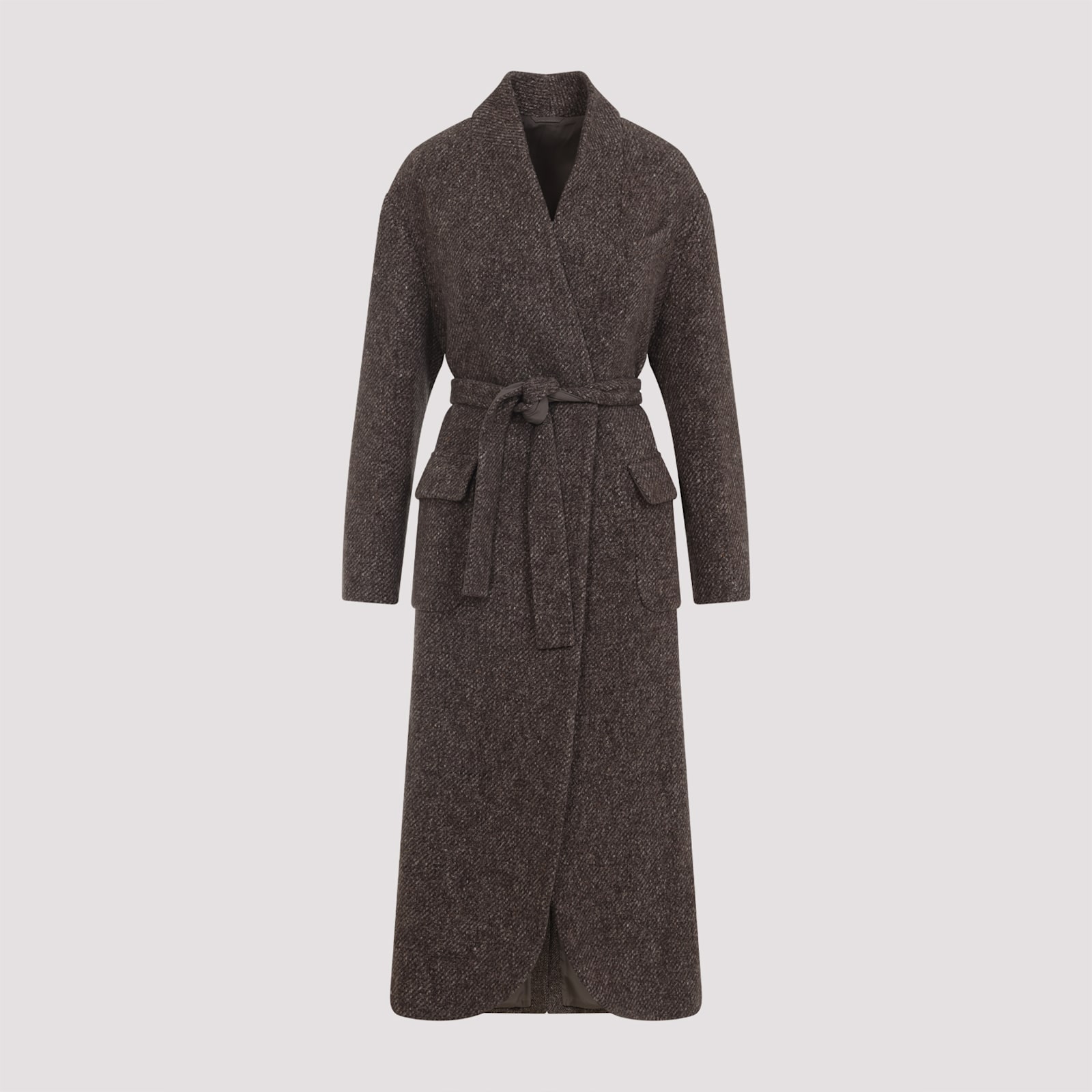 Brunello Cucinelli Wool And Cashmere Coat In Brown