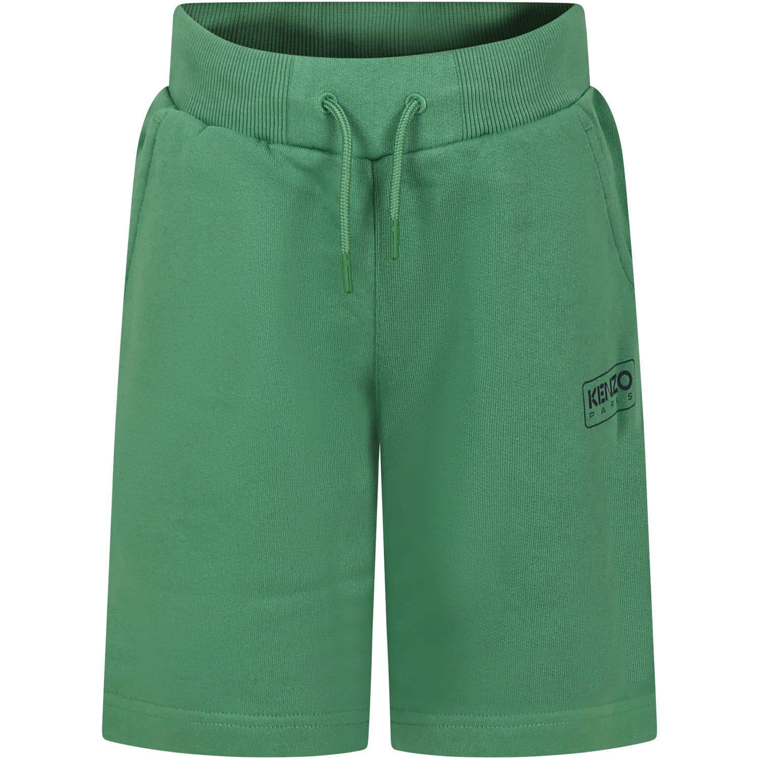 Shop Kenzo Green Shorts For Boy With Logo Print In F Menta Verde