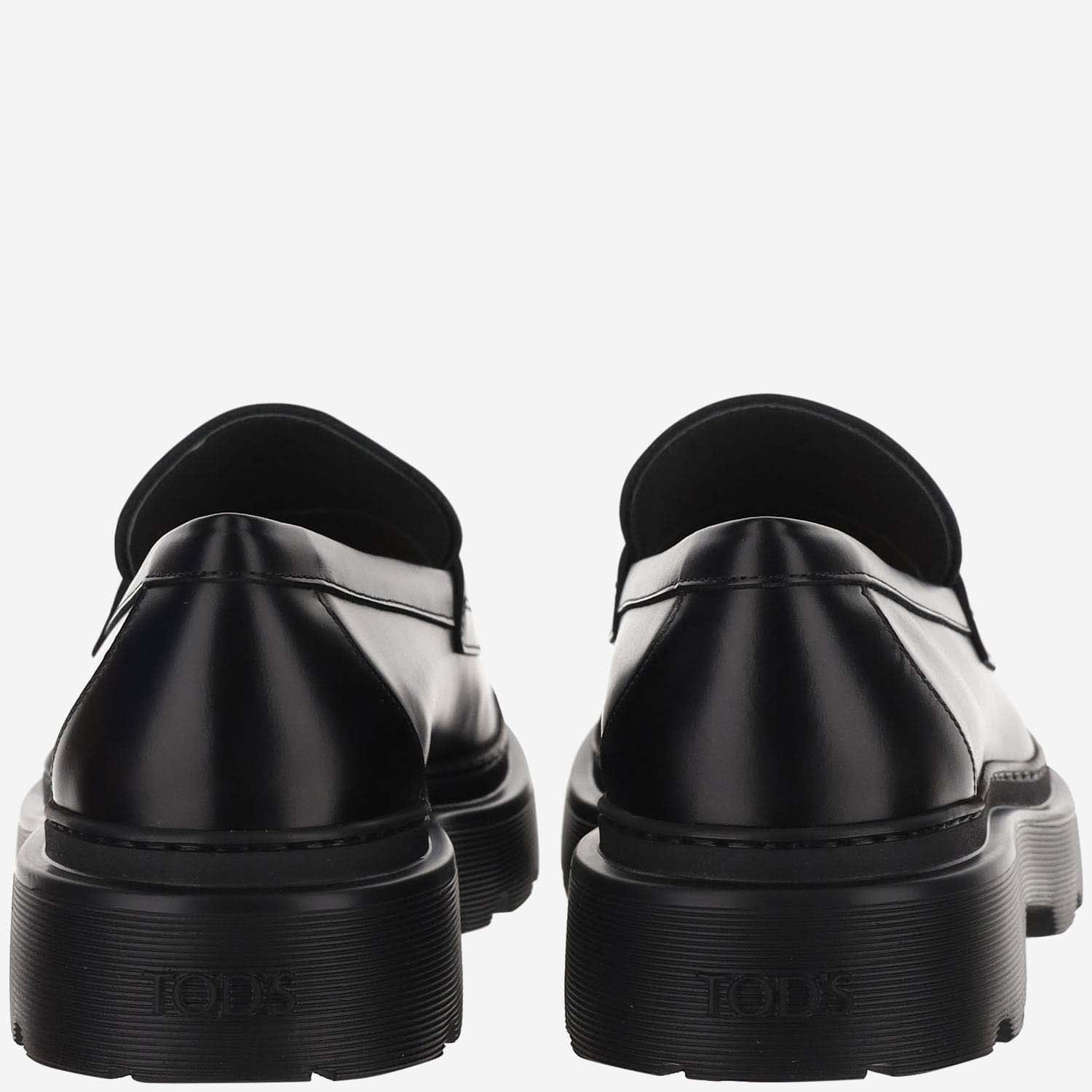 Shop Tod's Leather Moccasins In Black