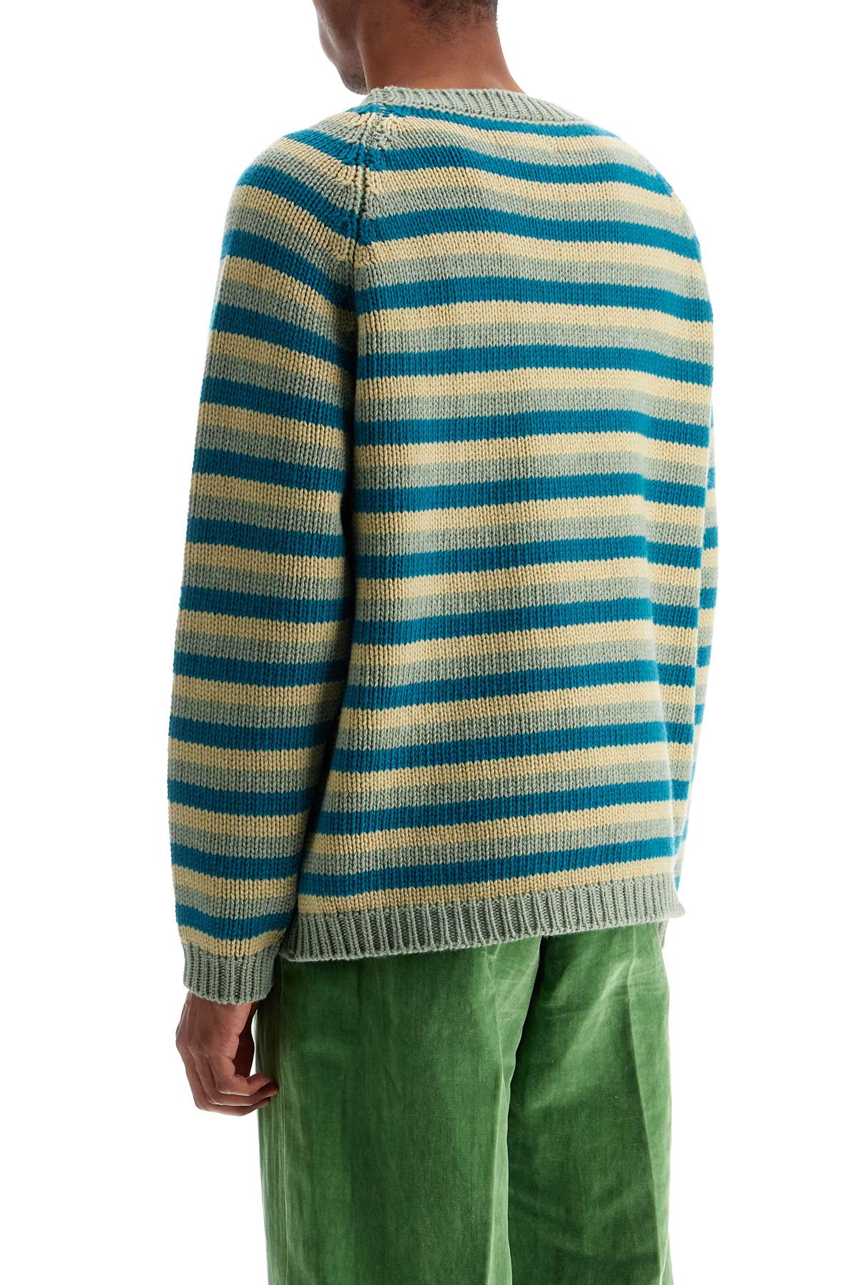 Shop Bode Striped Wool Pullover Sweater In Green Multi (green)