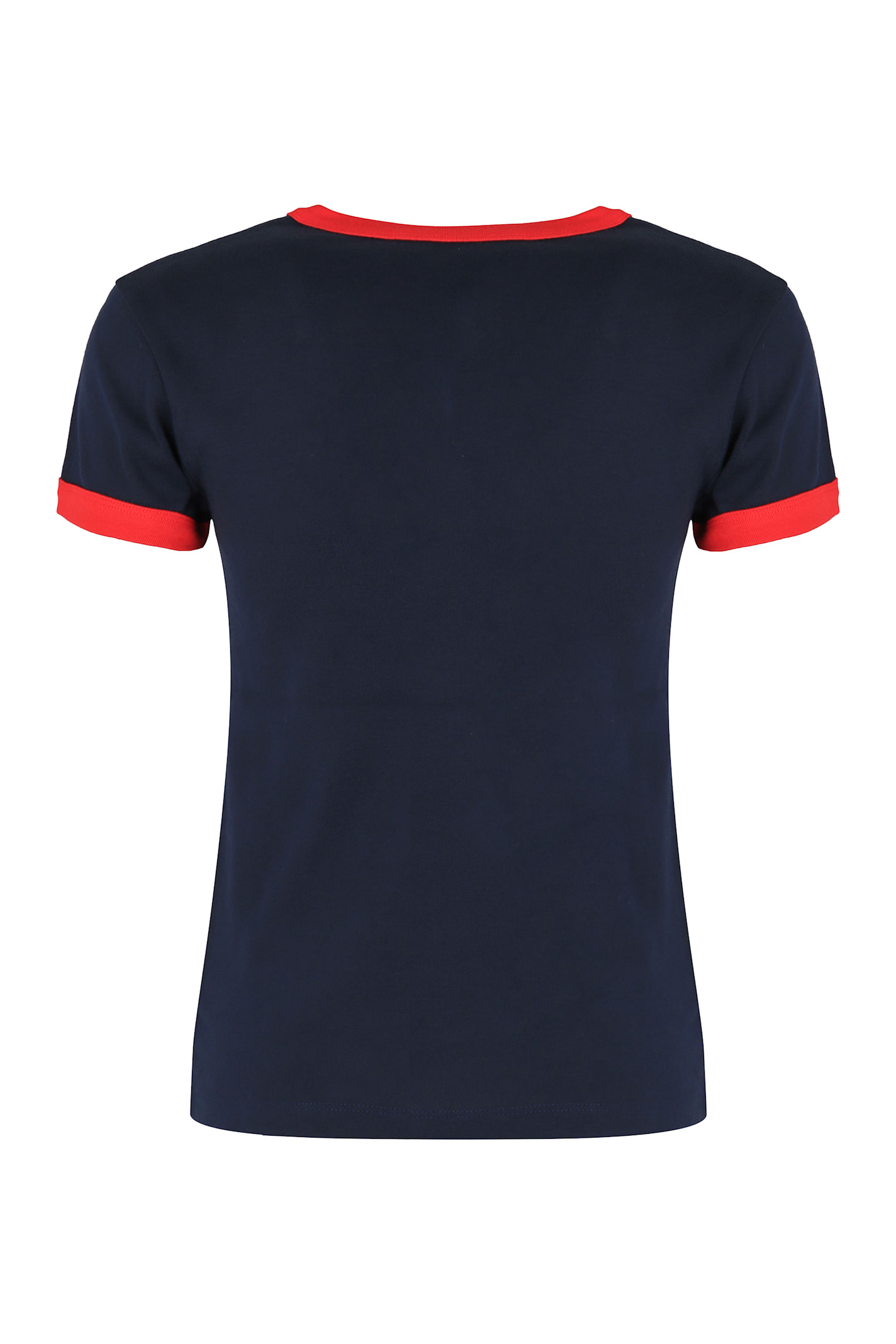 Valentino Crew Neck Cotton T-shirt With Contrast Trim In Multi