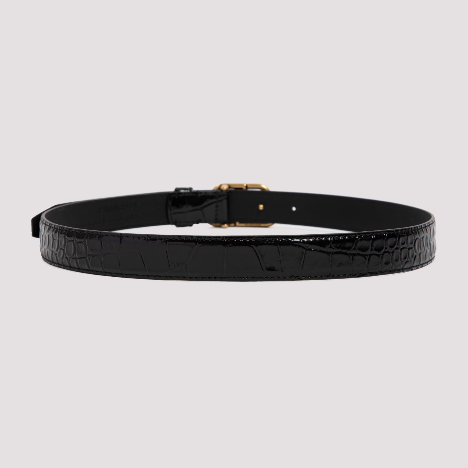 Balenciaga Crocodile Texture Belt With Gold-tone Interlocking Buckle