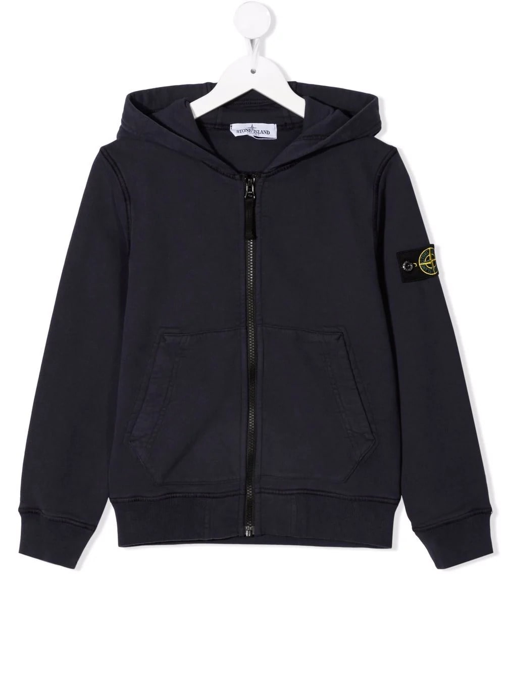 Stone Island Junior Navy Blue Kids Hoodie With Zip And Logo Patch