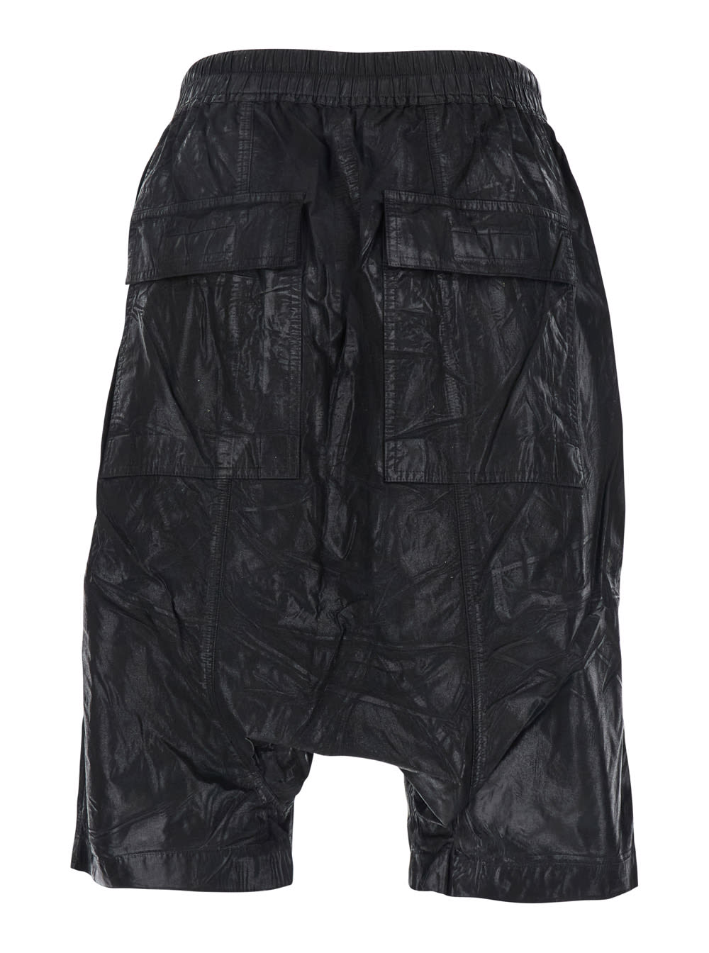 DRKSHDW DRAWSTRING PODS BLACK PANTS WITH DROP CROTCH AND ELASTIC DRAWSTRING WAIST IN COTTON MAN