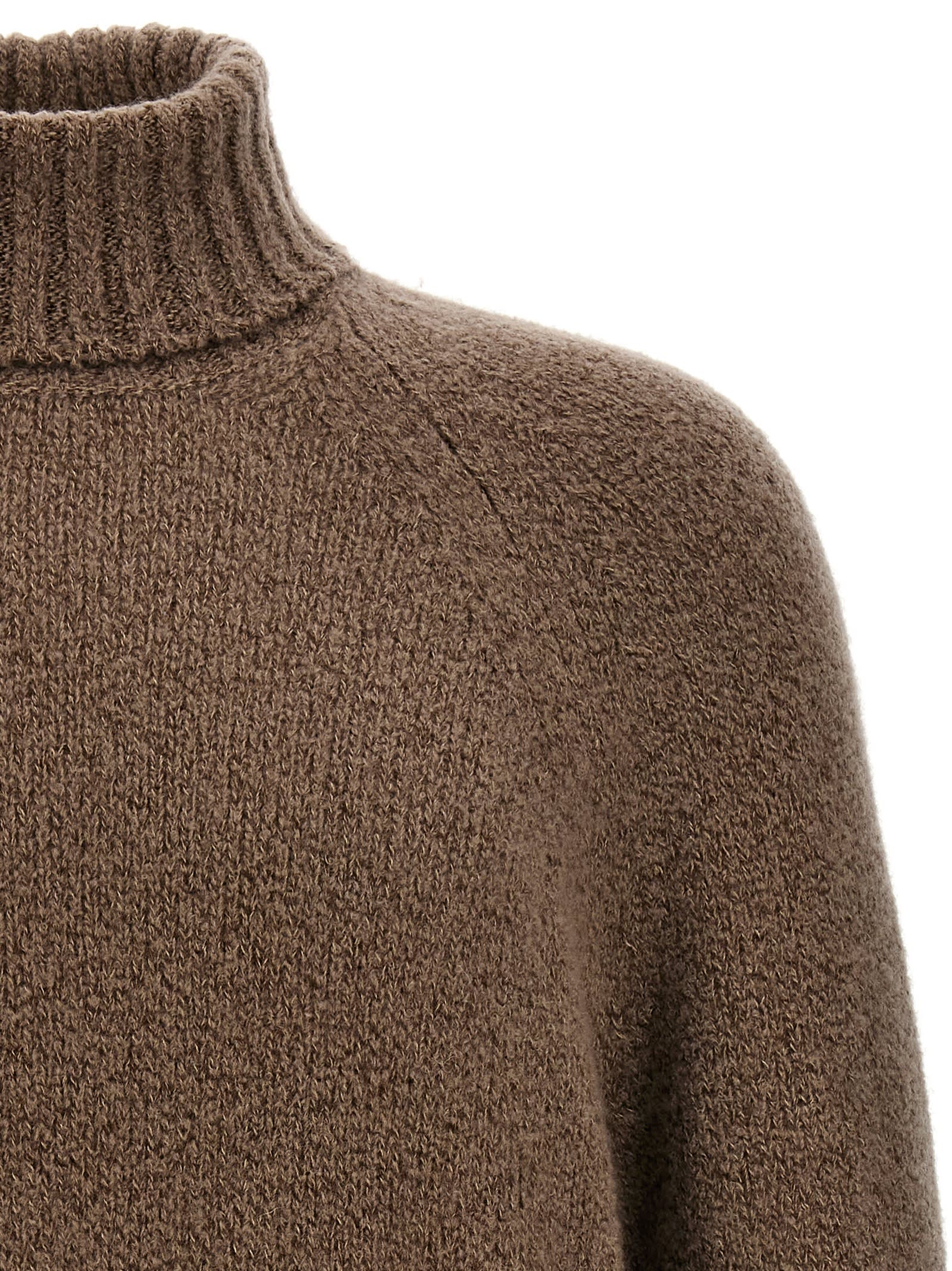 Shop Zegna Boucle Silk Cashmere Sweater In Marrone Chiaro