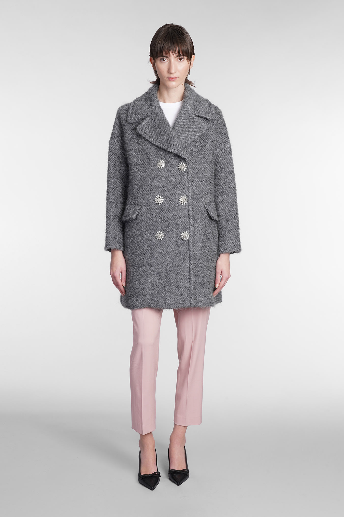 RED VALENTINO COAT IN GREY WOOL