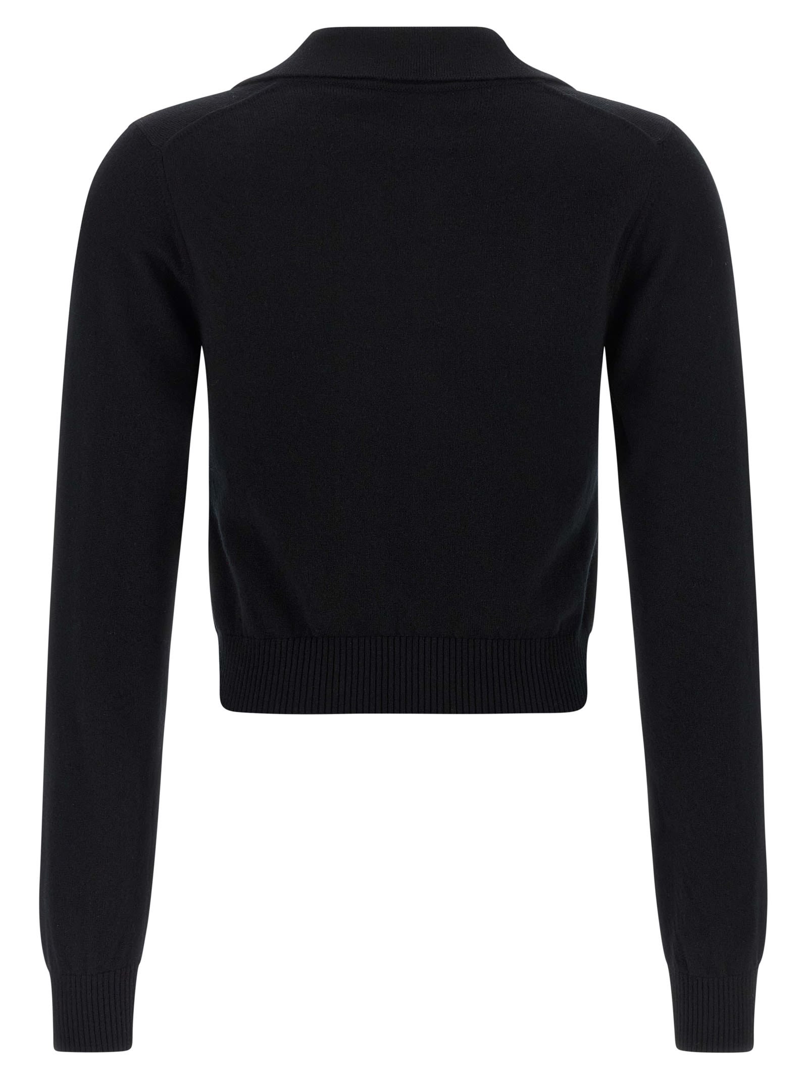 Dolce & Gabbana Polo-style Cashmere Sweater With V-neck In Black