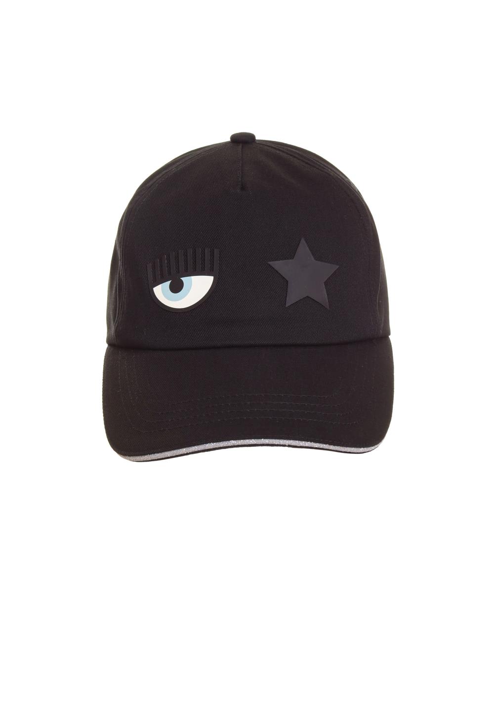 Chiara Ferragni Hat Baseball Cap With Pences Cotton Eye/star In Black