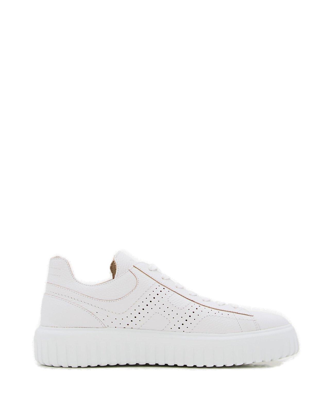 Hogan H-stripes Lace-up Sneakers In White