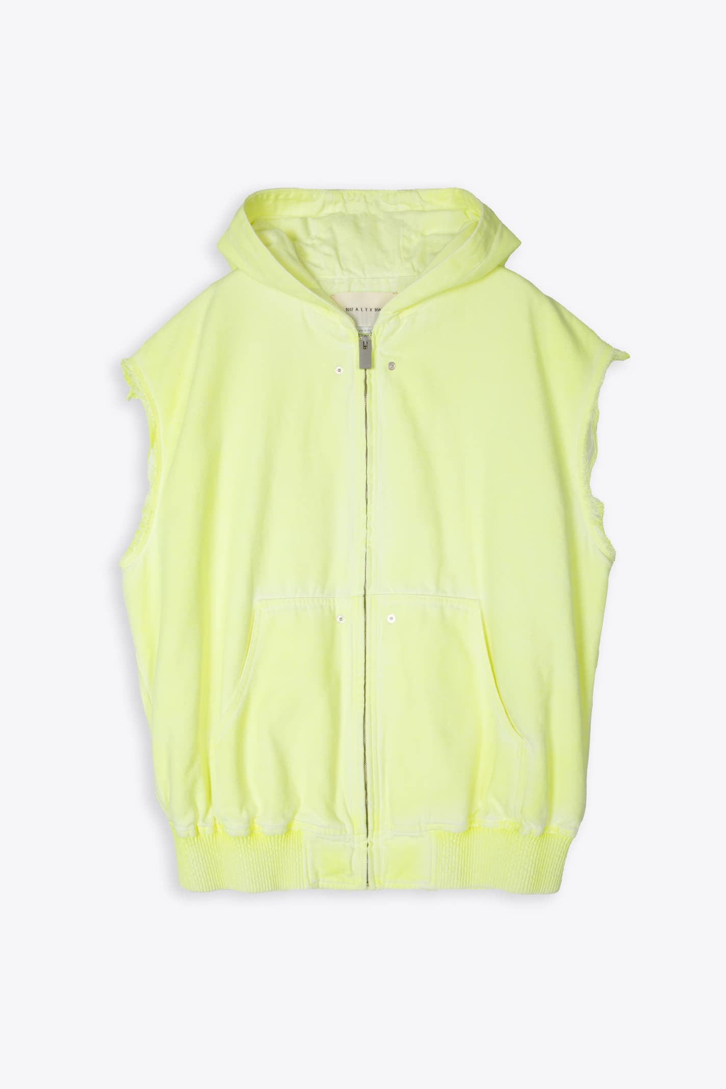 Shop Alyx Sleeveless Skate Jacket Neon Yellow Canvas Hooded Vest - Sleeveless Skate Jacket In Washed Out Yellow