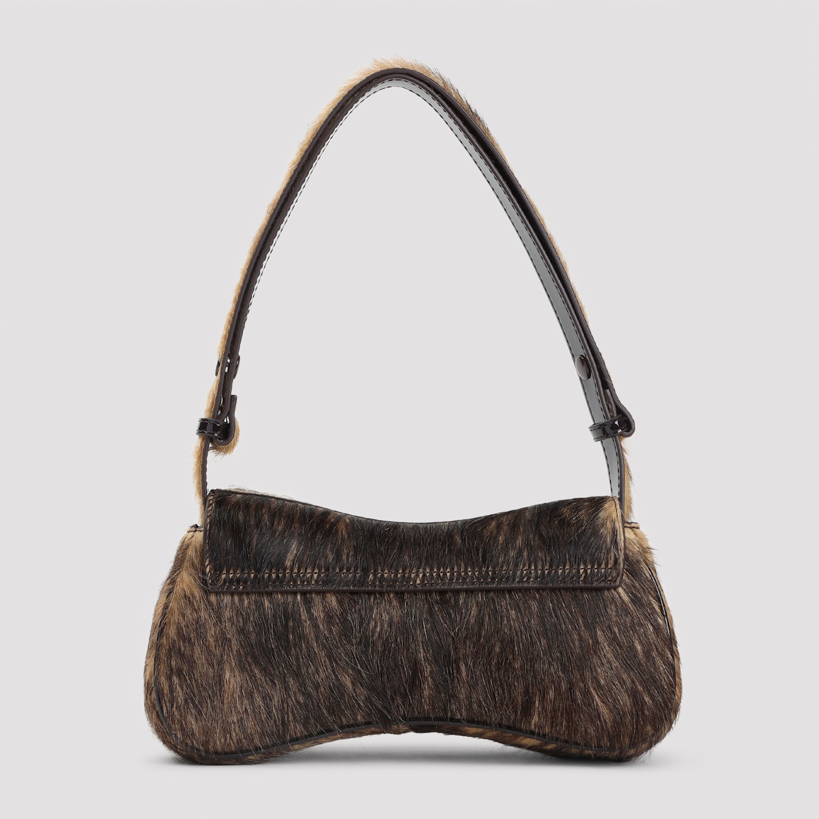 Diesel Furry Design Cow Leather Play Clutch Bag In Black