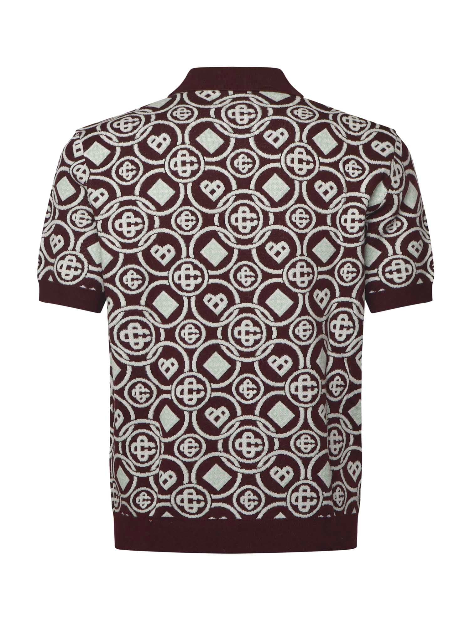 Casablanca Cotton Knit Polo With Monogram In Purple