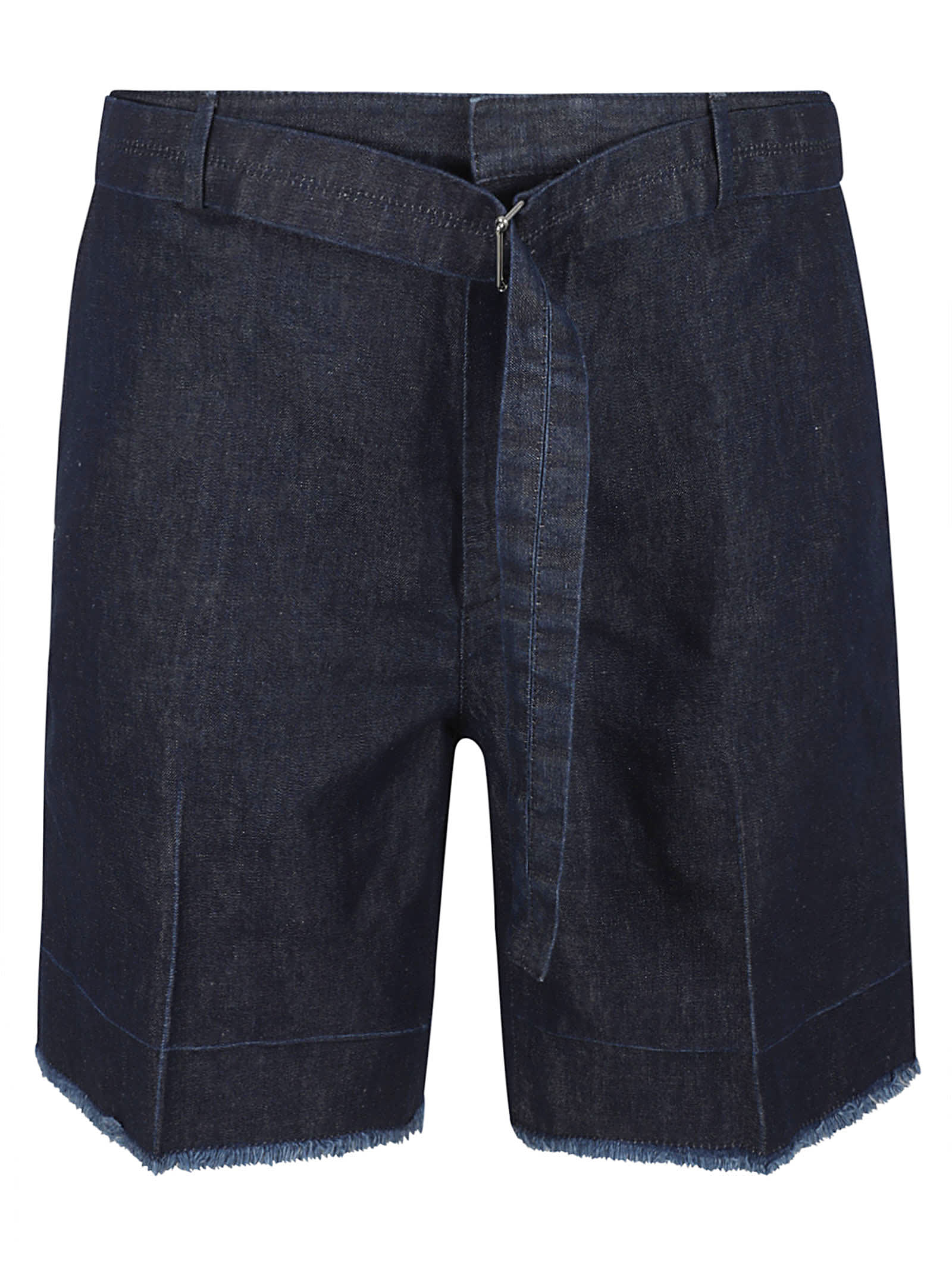 Lanvin Denim Belted Shorts In Navy