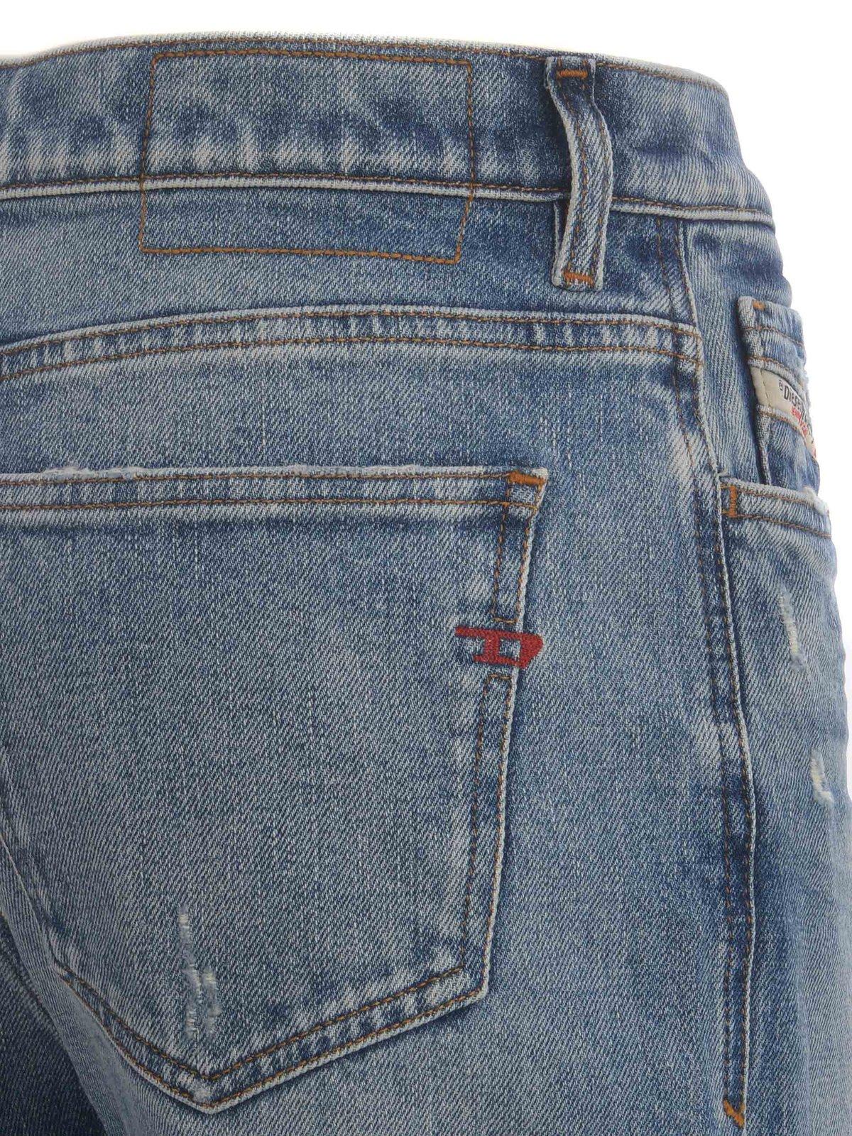 Shop Diesel Distressed Straight-leg Jeans Jeans In Denim