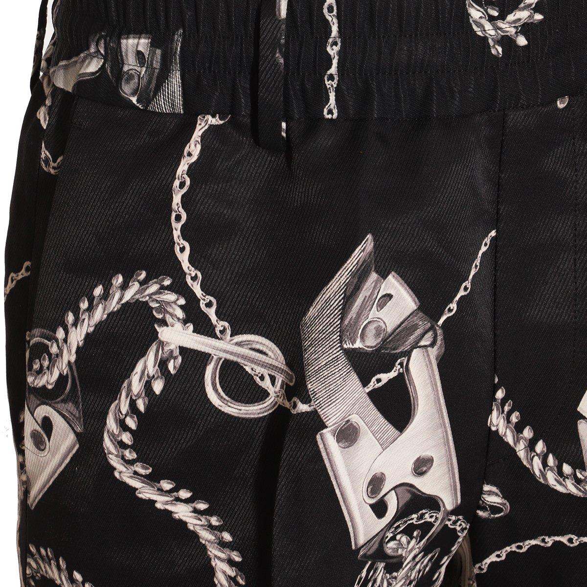 Shop Burberry Chain Link-printed Knee-length Shorts In Black