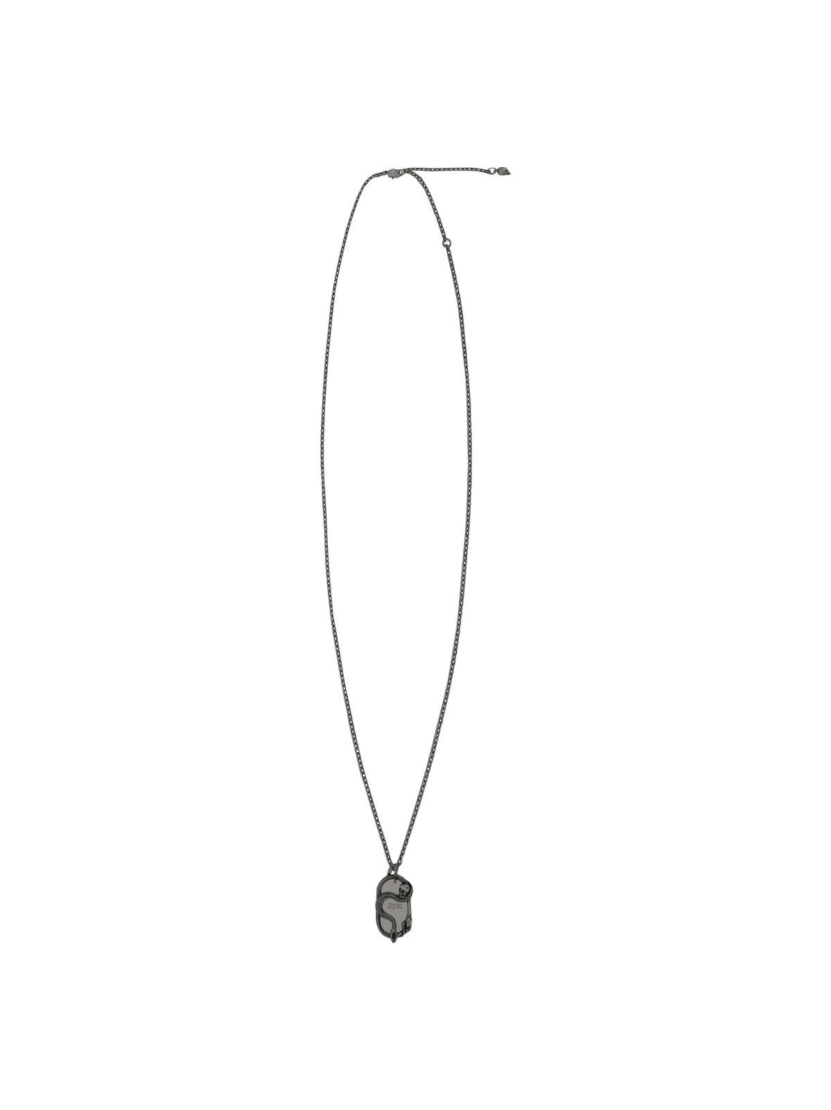 Shop Alexander Mcqueen Monogram Engraved Chained Necklace In Grey