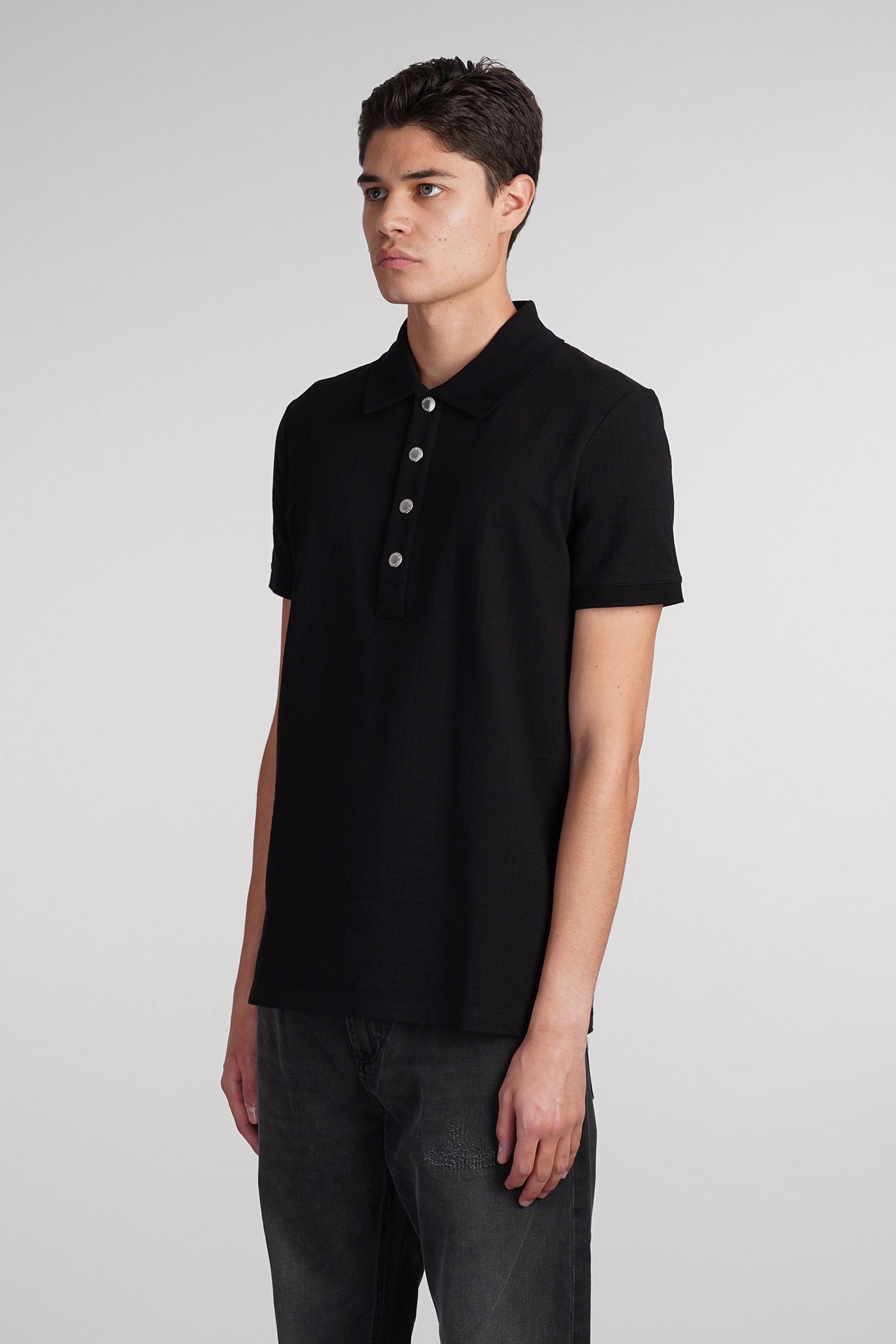 Shop Balmain Polo In Black Cotton