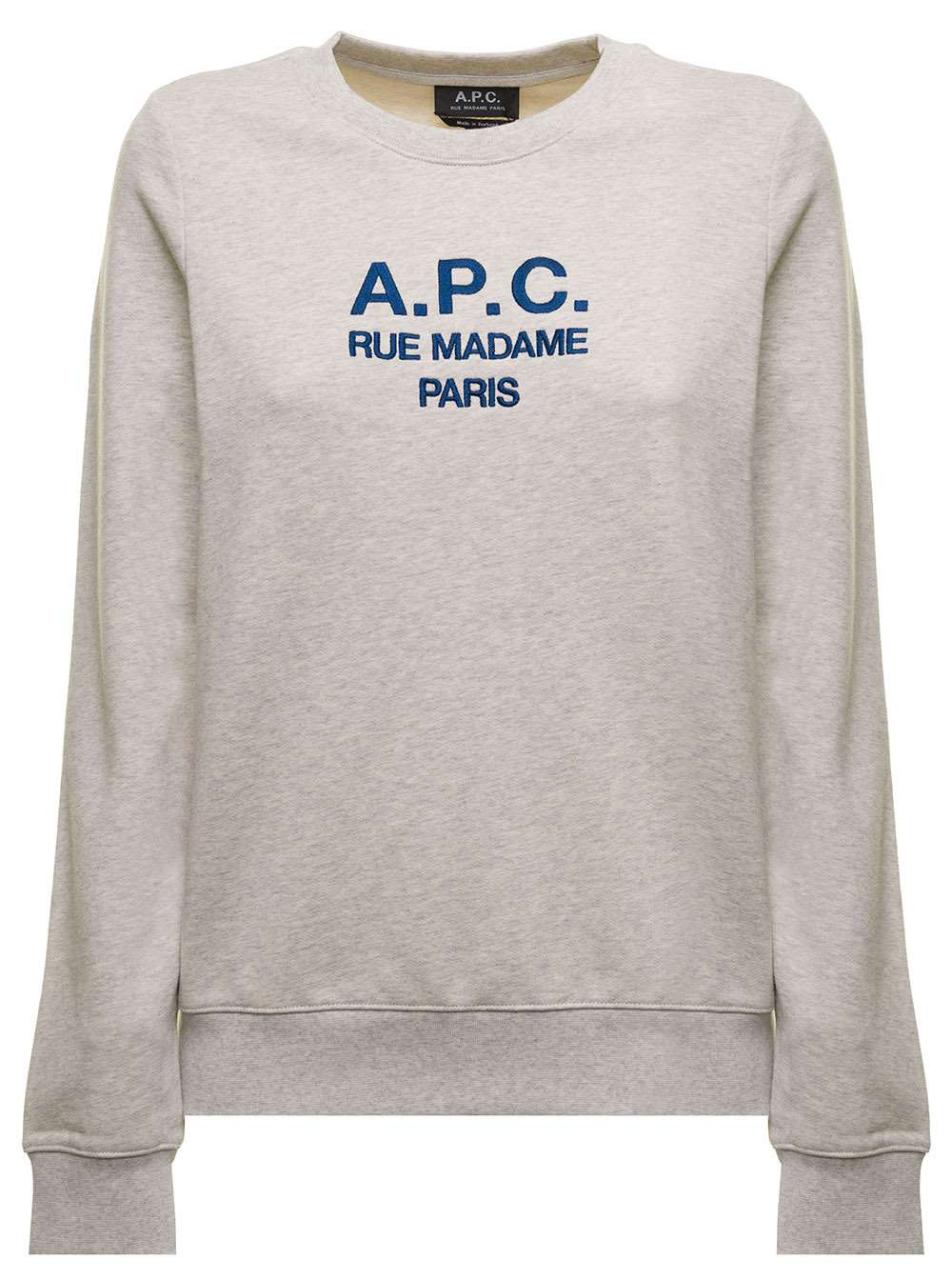 Apc Grey Tina Sweatshirt In Fleece Cotton With Logo Embroidery To The Chest A.p.c. Woman In Gray