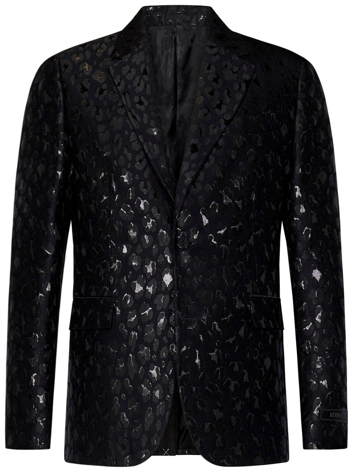 Shop Versace Pattern-printed Single-breasted Tailored Blazer In Black