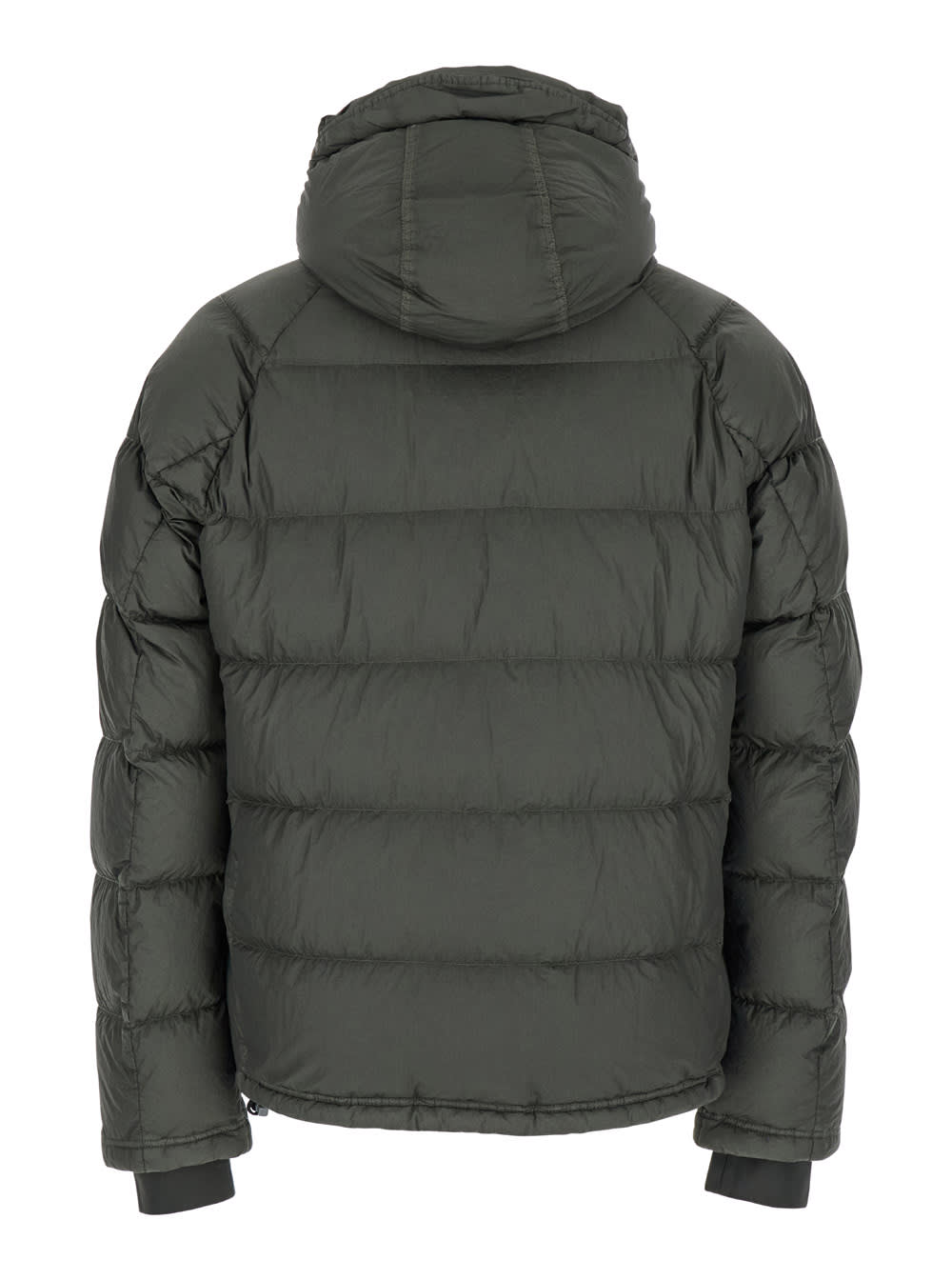 Shop Parajumpers Northon Green Down Jacket With Hood And Logo Patch On The Sleeve In Tech Fabric Man