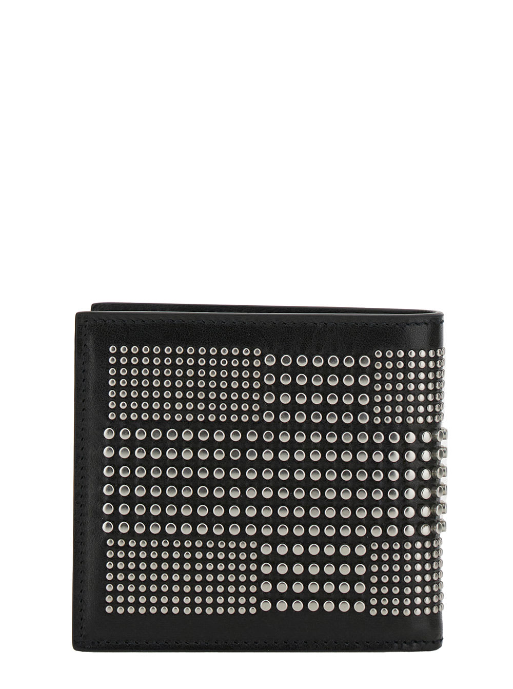 Shop Alexander Mcqueen Black Bi-fold Wallet With All-over Studs In Leather Woman