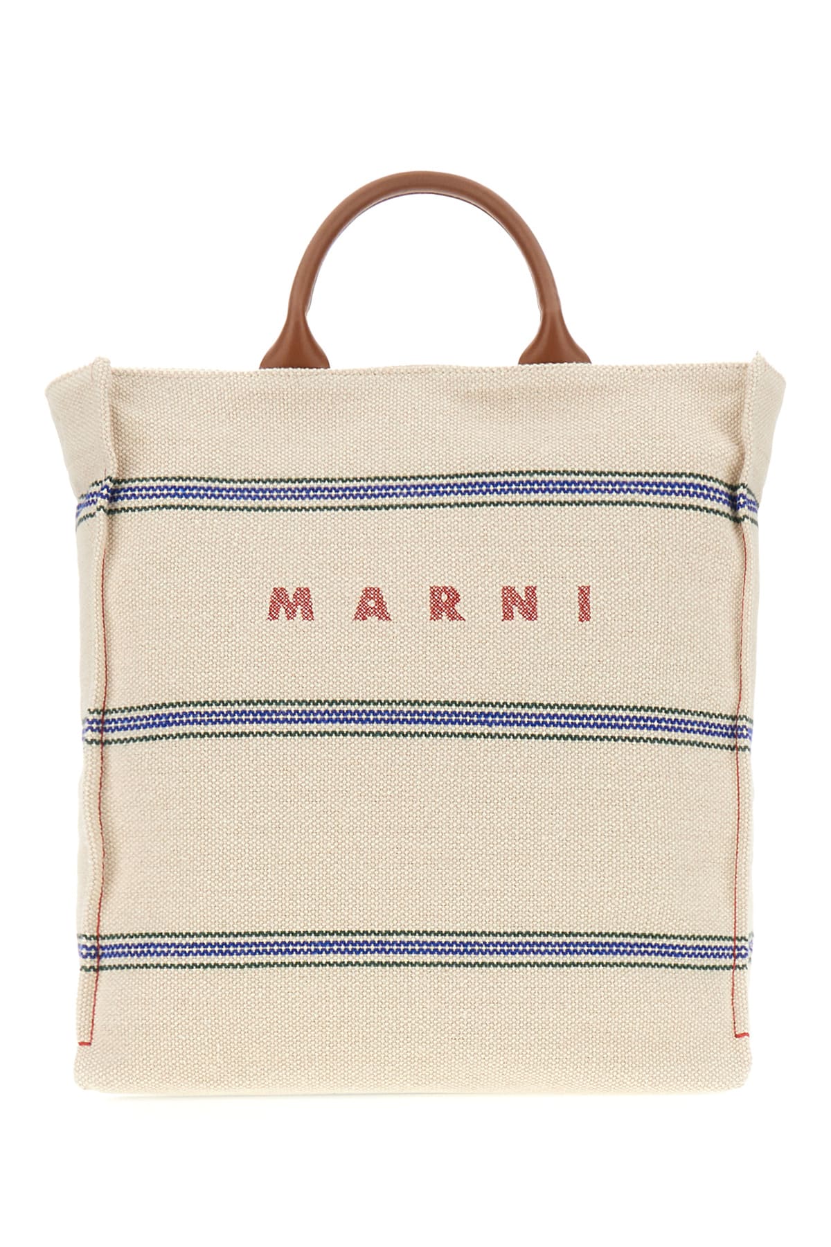 Marni Sand Canvas Shopping Bag In Zo706