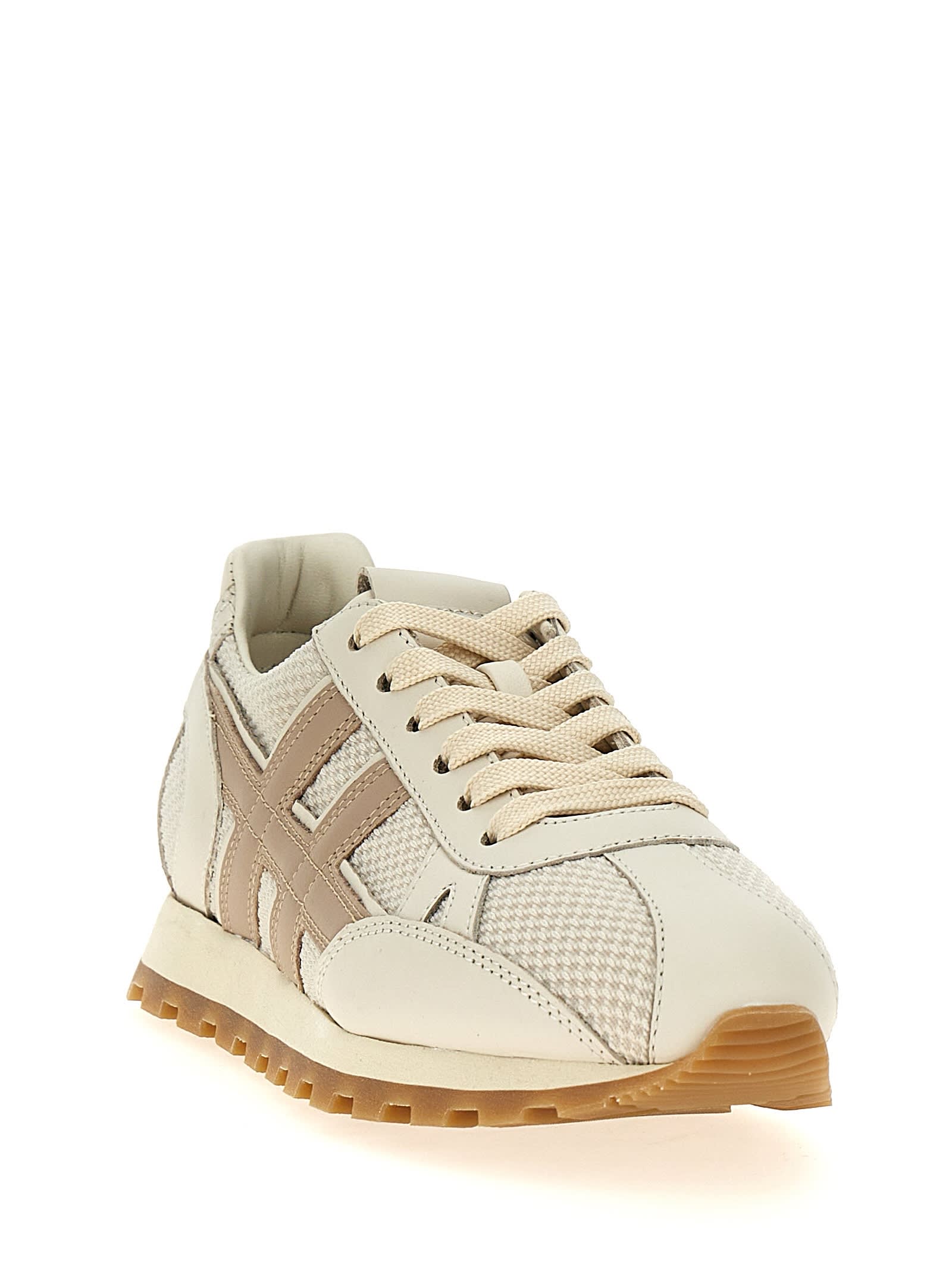 Hogan 86er Leather And Technical Fabric Sneakers In Multicolor