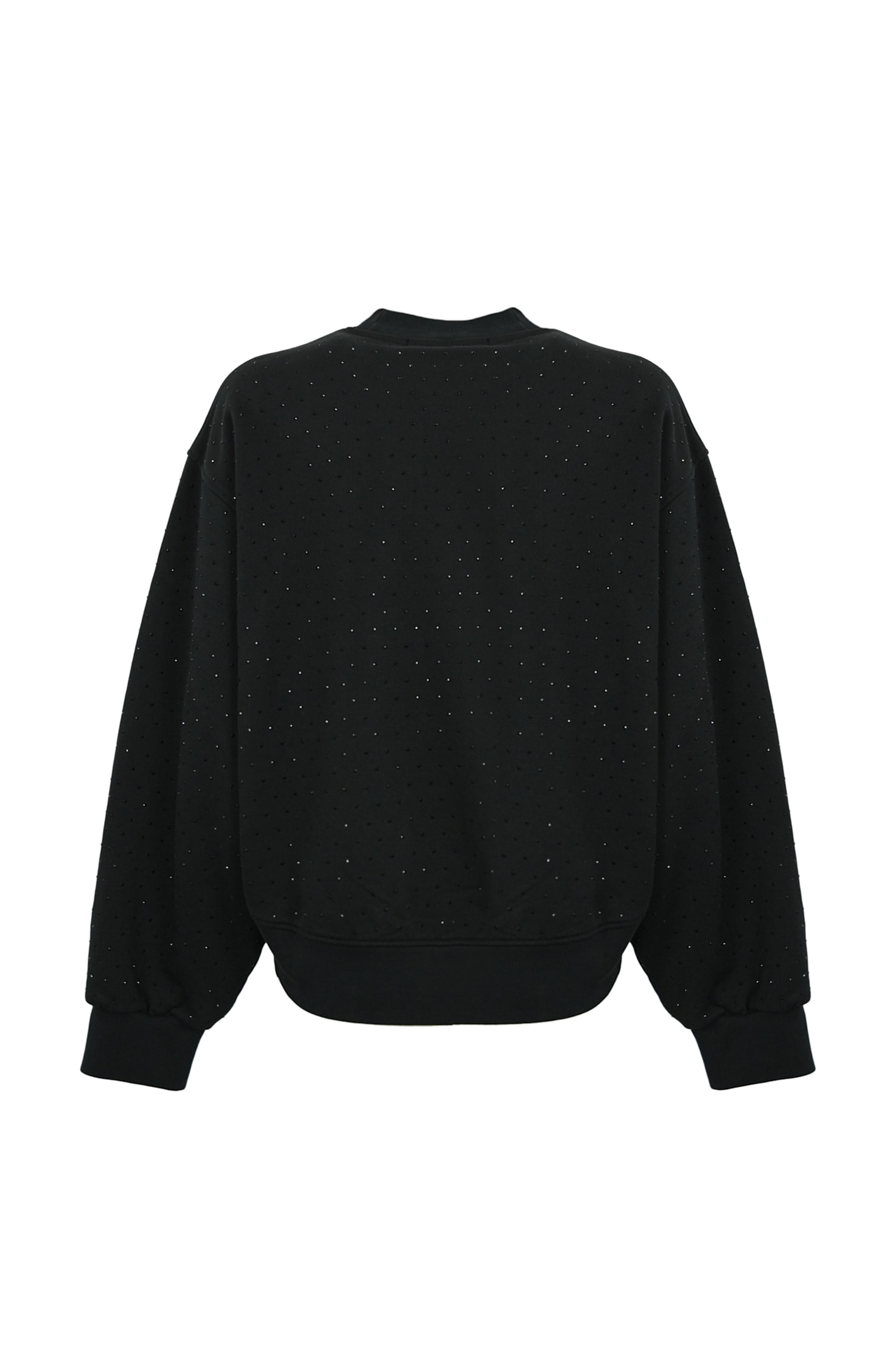 Barrow Cotton Sweatshirt With Rhinestones In Nero