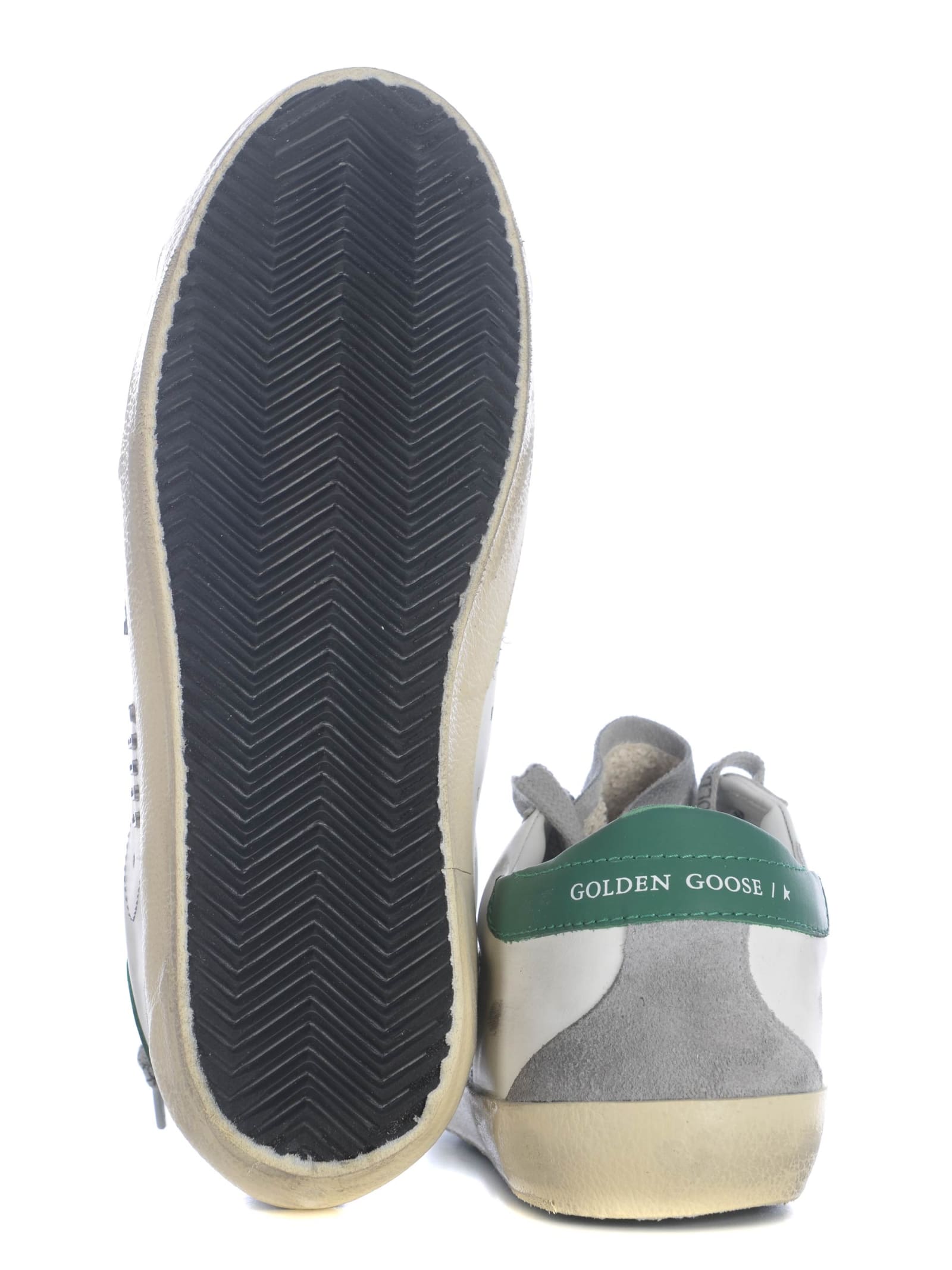 Shop Golden Goose Sneakers Golden Gooose Super Star Made Of Leather In Bianco/grigio